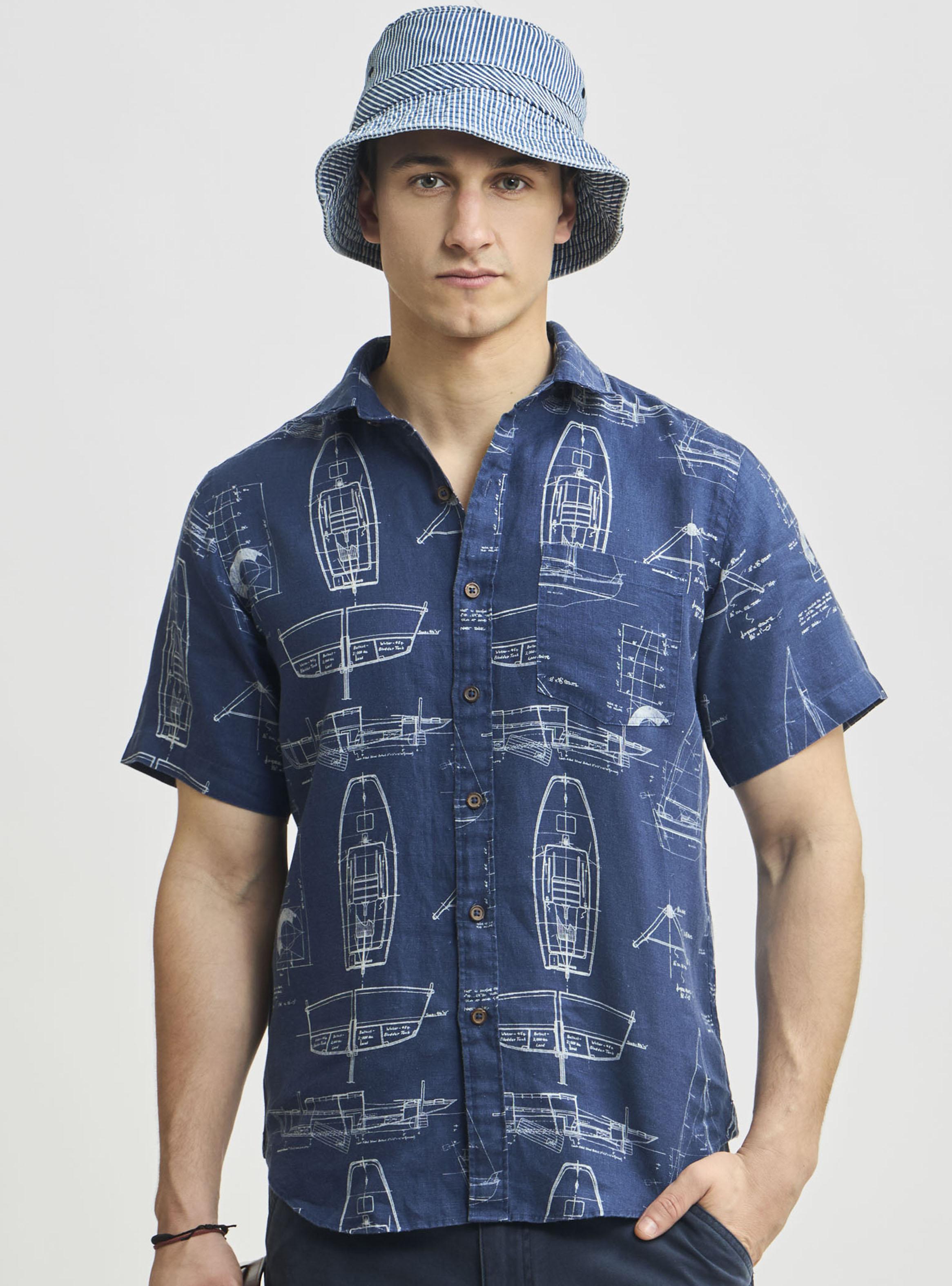 Camisa Houston Manga Corta Weekend Lino Estampada-0