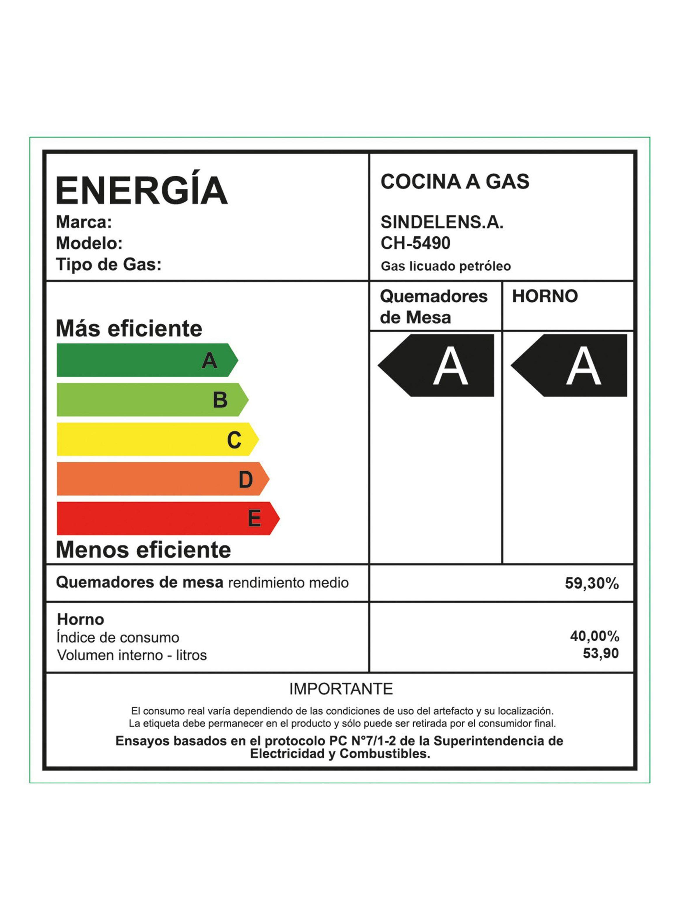 Cocina a Gas Sindelen 4 Quemadores CH-5490NI-5