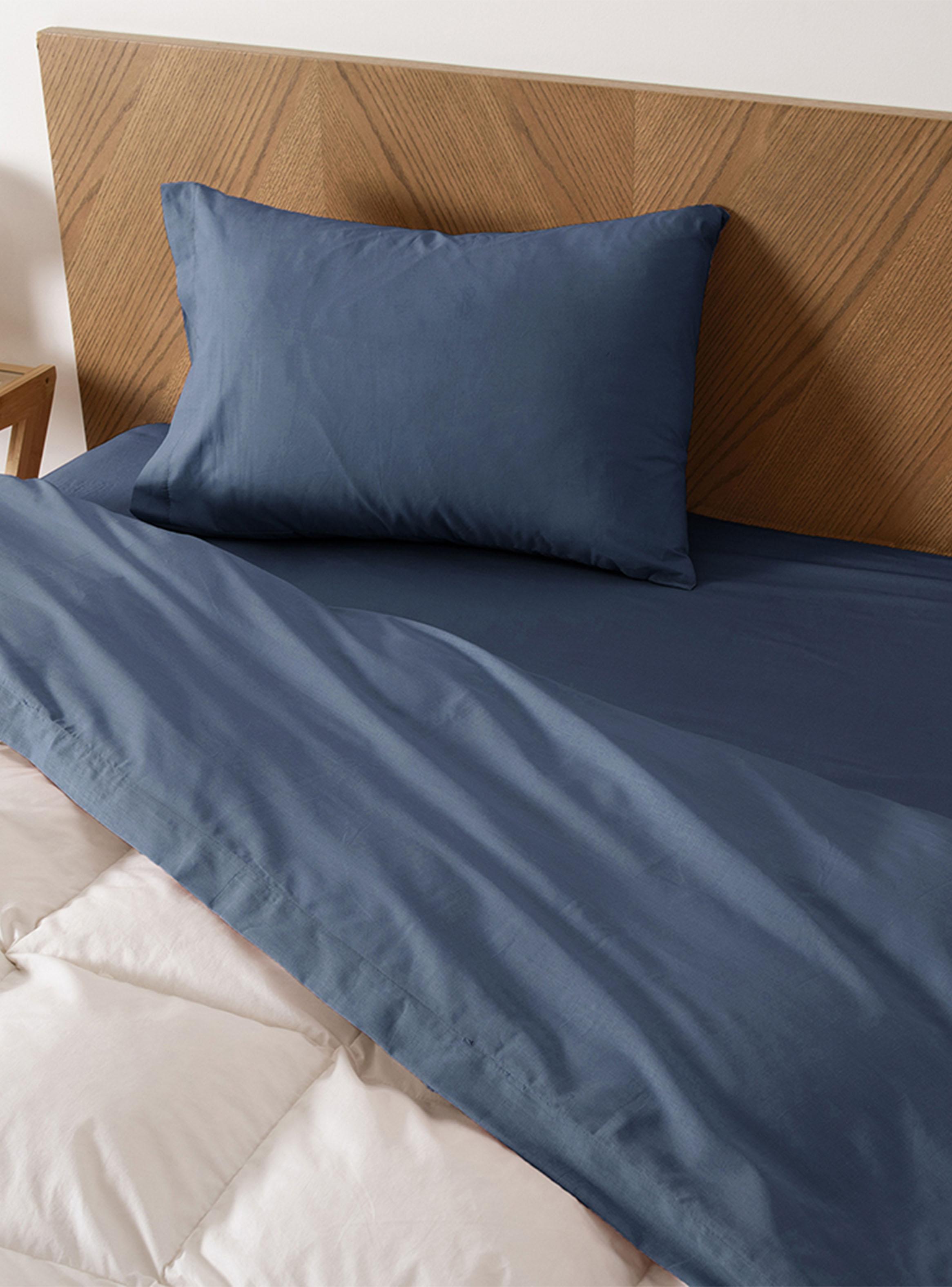Sábana Percale 250 Hilos 1.5 Plazas Azul-0