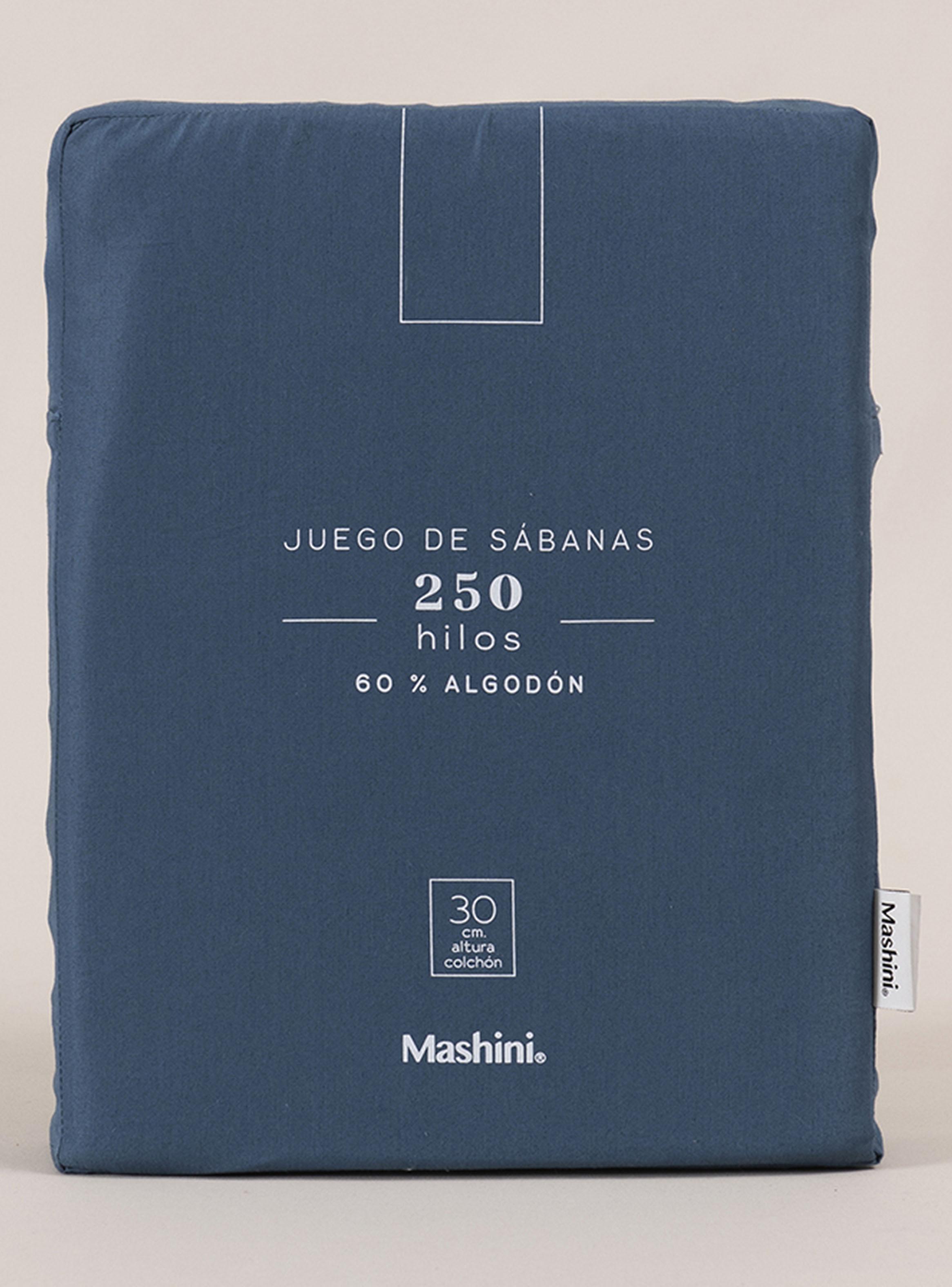 Sábana Percale 250 Hilos 1.5 Plazas Azul-2