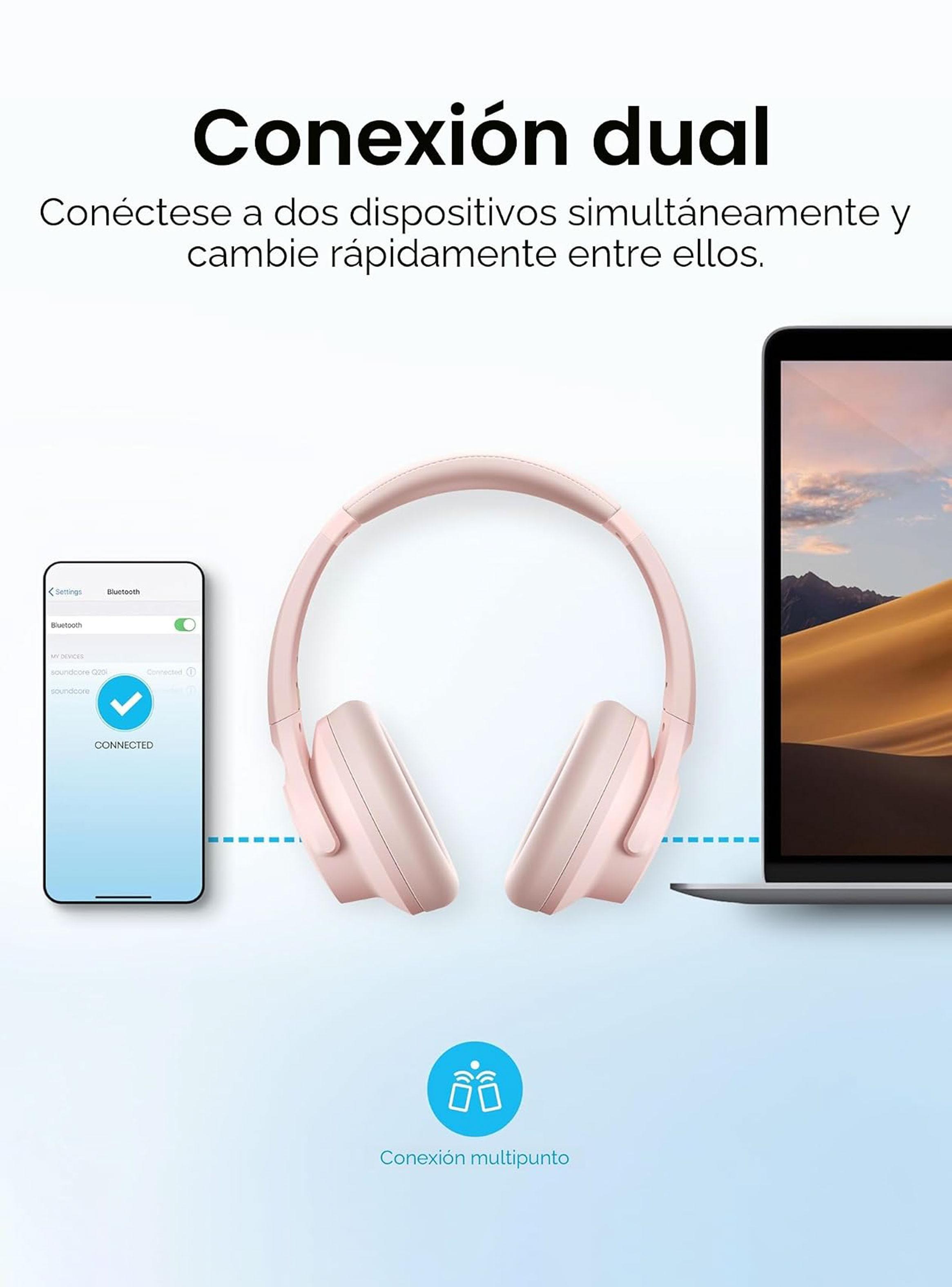 Audífonos Bluetooth Soundcore Q20i ANC Rosa-2