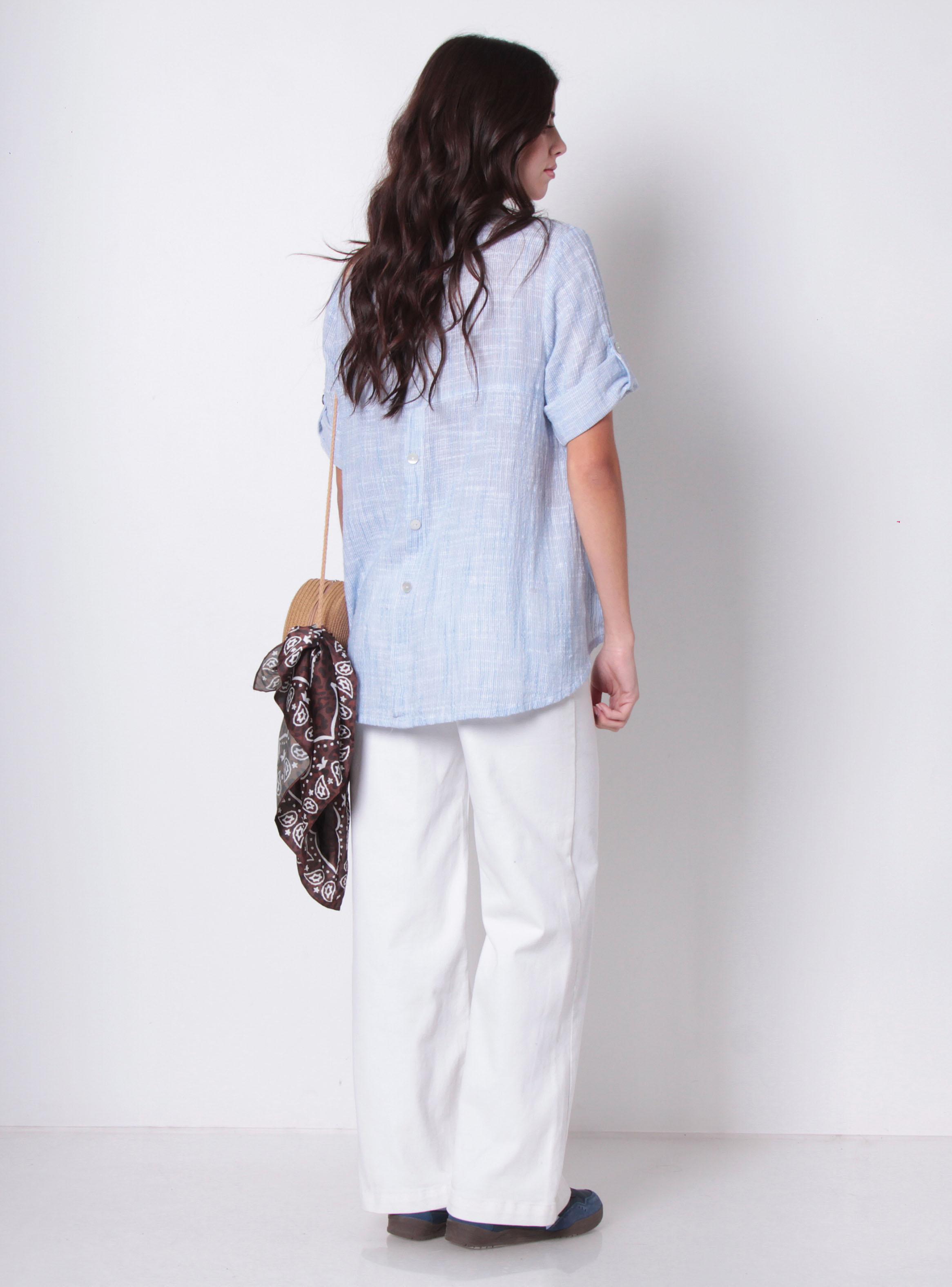 Blusa Manga 3/4 Abotonada en Delantero Algodón-4