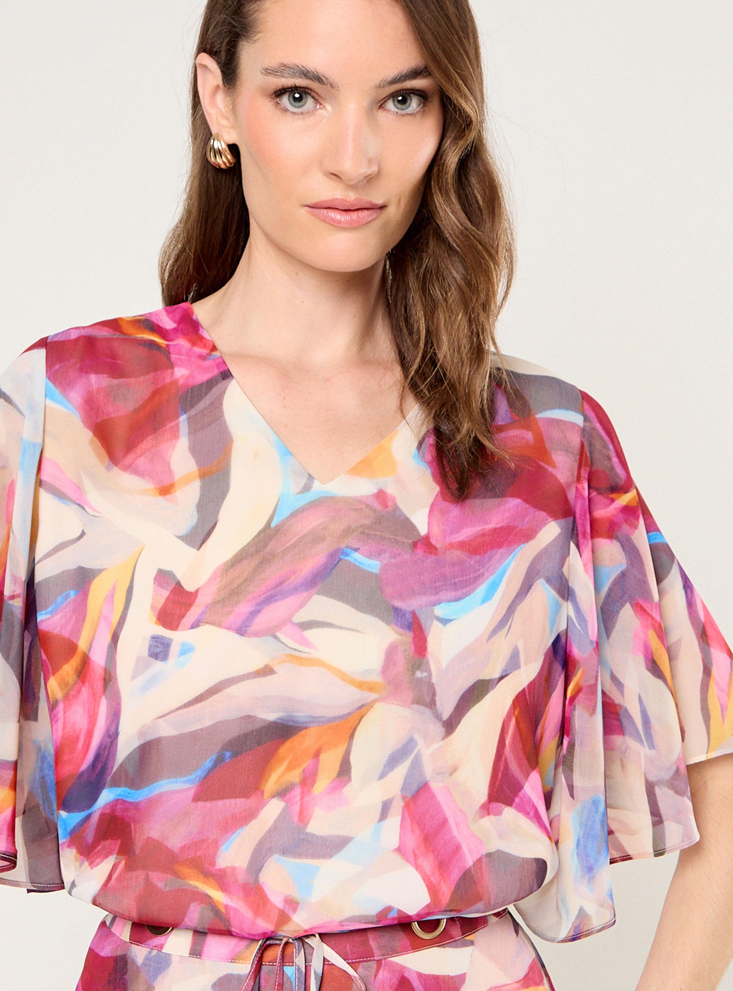 Blusa Estampada Cuello en V-3
