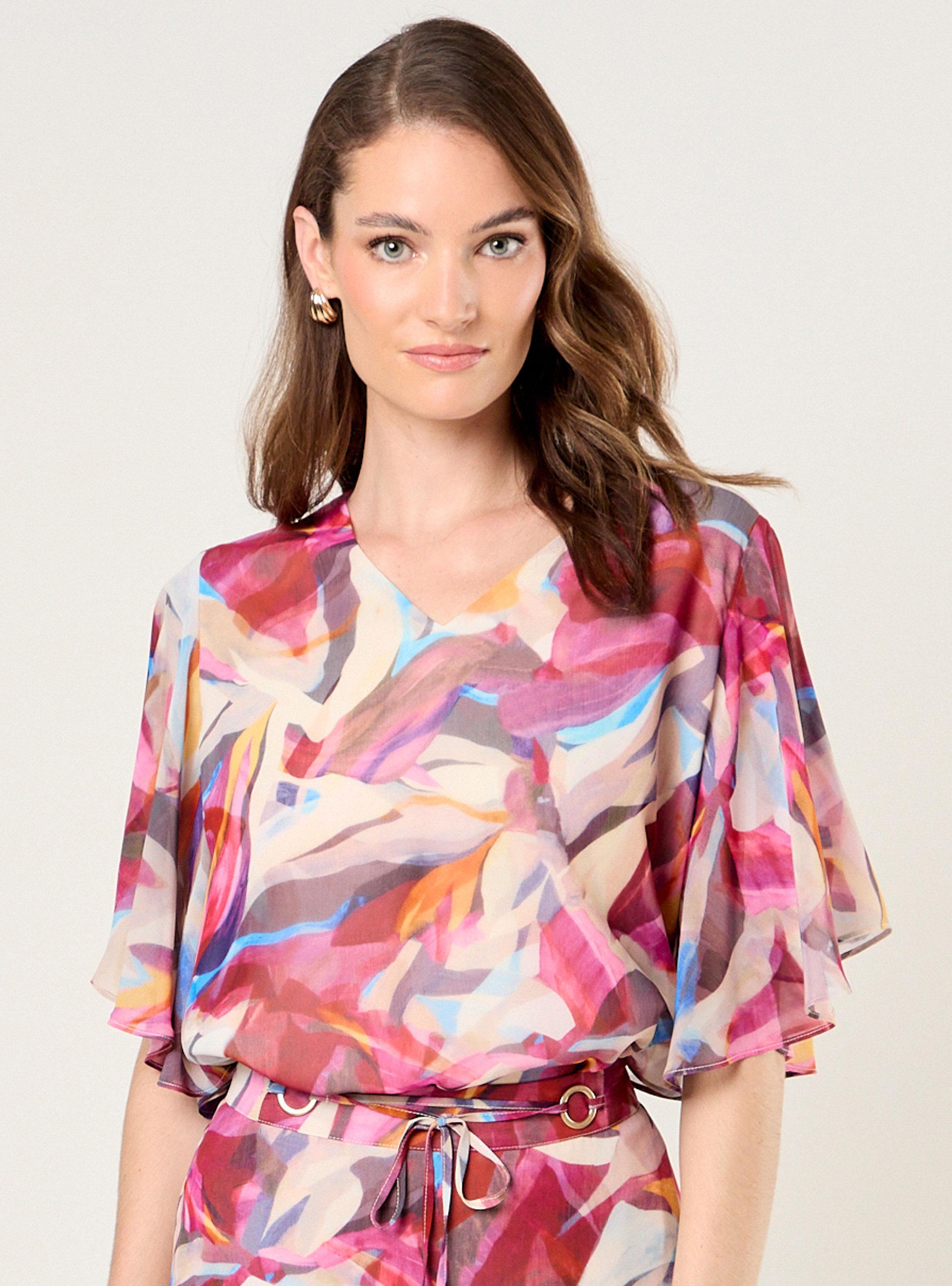 Blusa Estampada Cuello en V-0