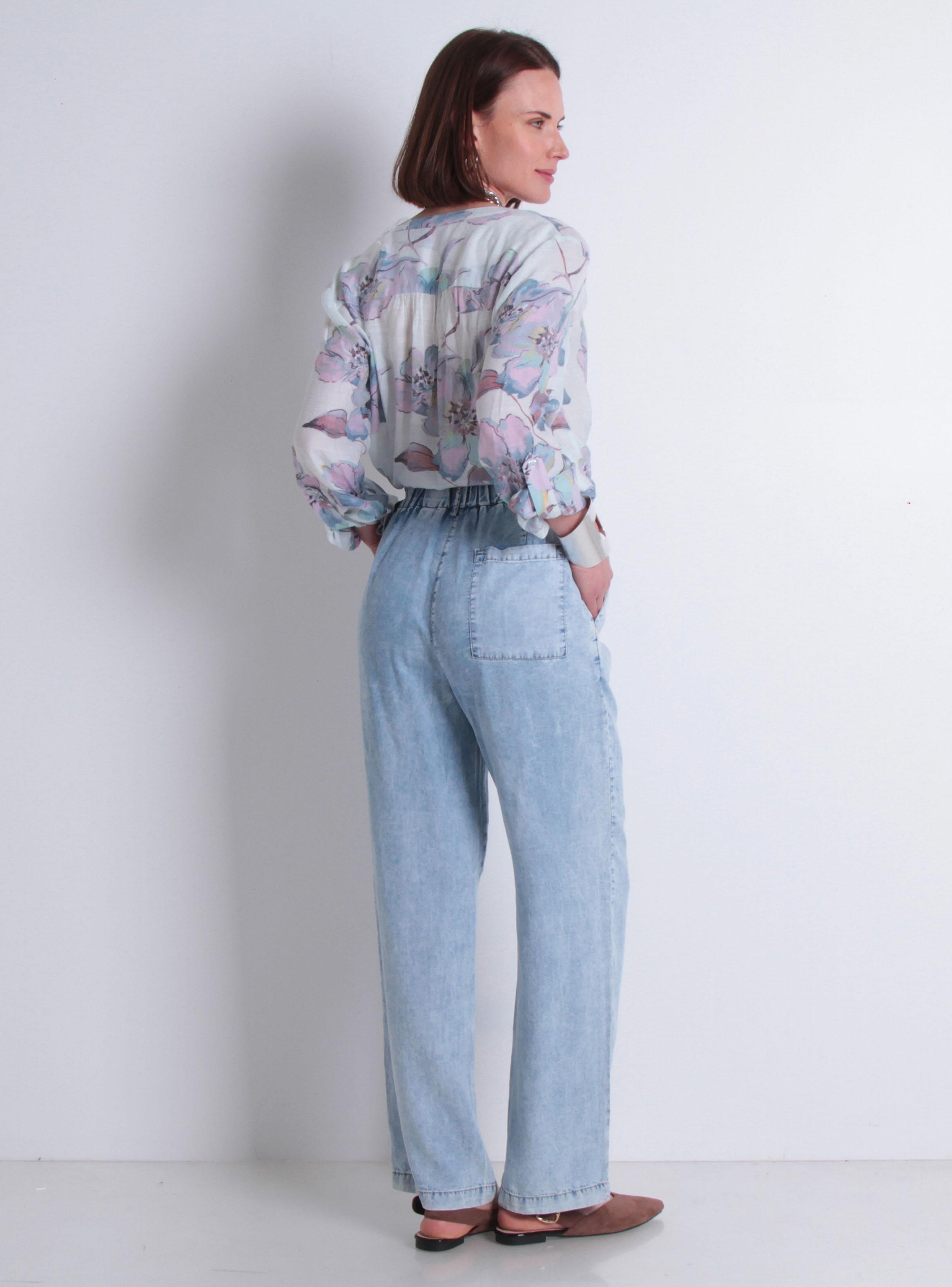 Pantalón Tencel Wide Leg Tiro Alto Pretina 1 Botón-4