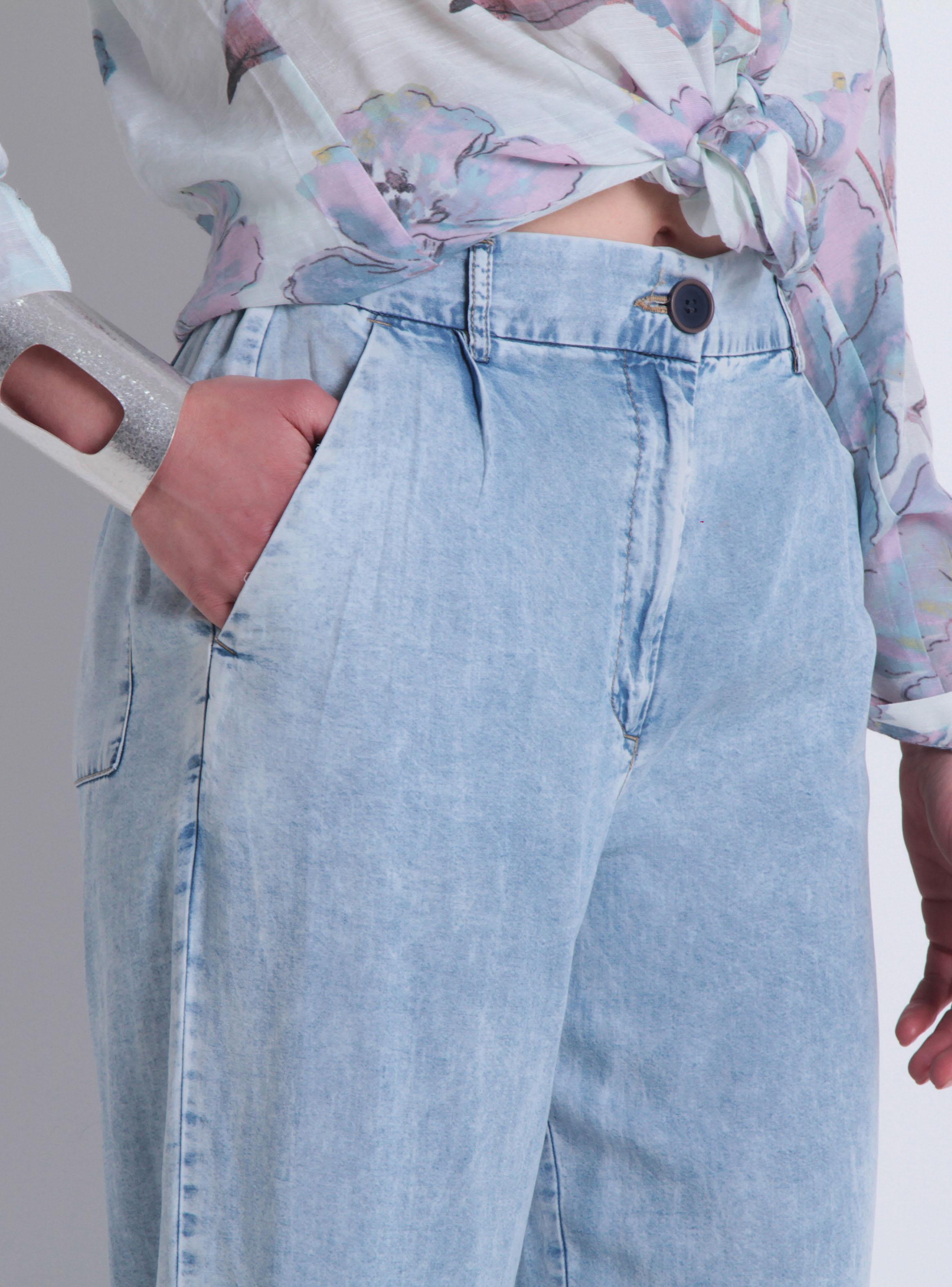 Pantalón Tencel Wide Leg Tiro Alto Pretina 1 Botón-2