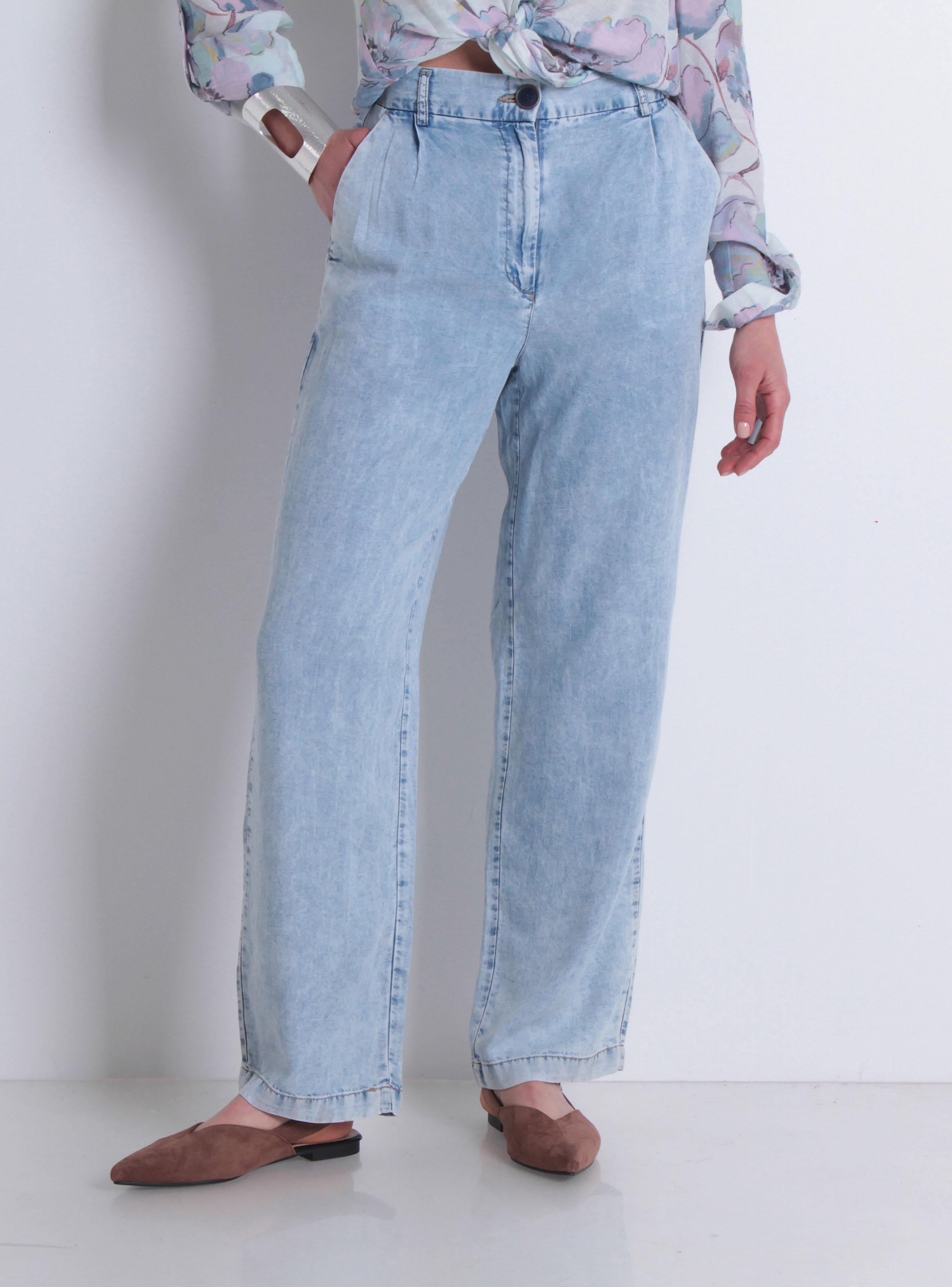 Pantalón Tencel Wide Leg Tiro Alto Pretina 1 Botón-0