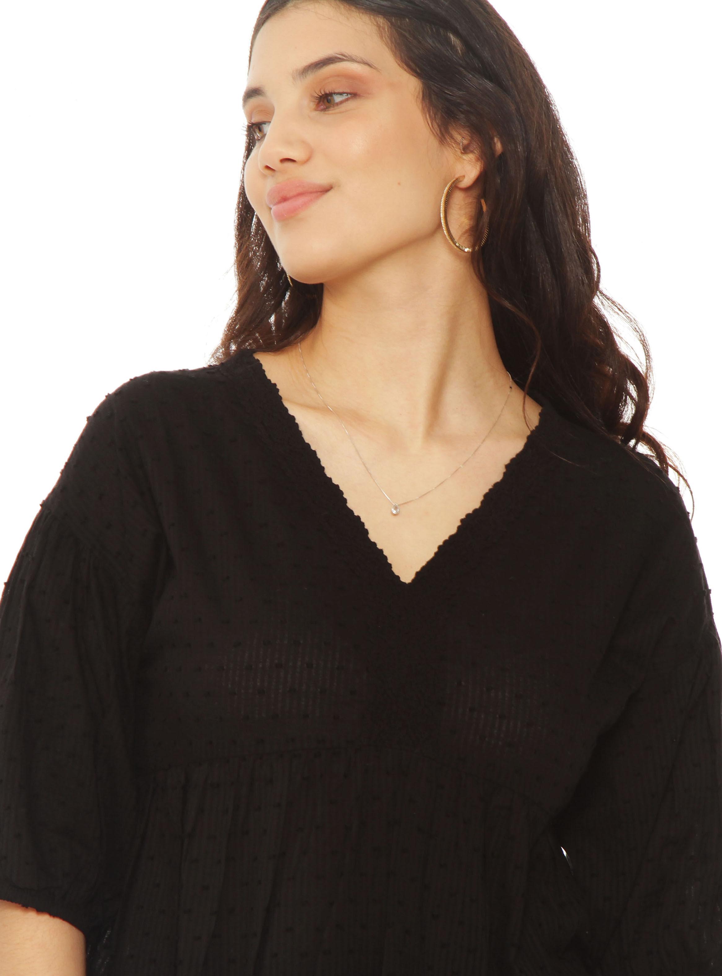 Blusa Manga Corta Brodery Escote V-2