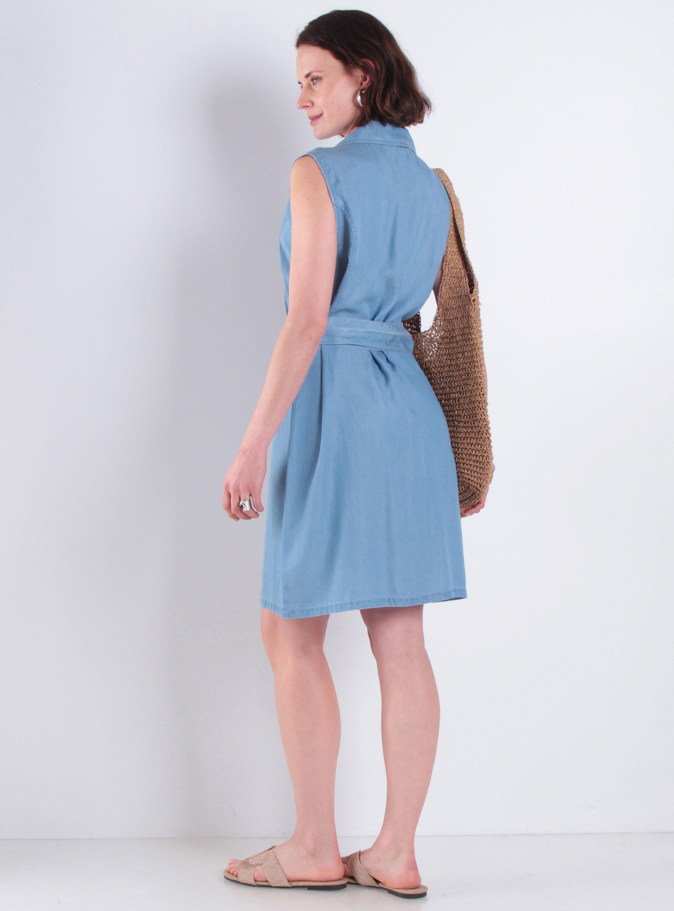 Vestido sin Manga Liocell con Lazo en Cintura-4