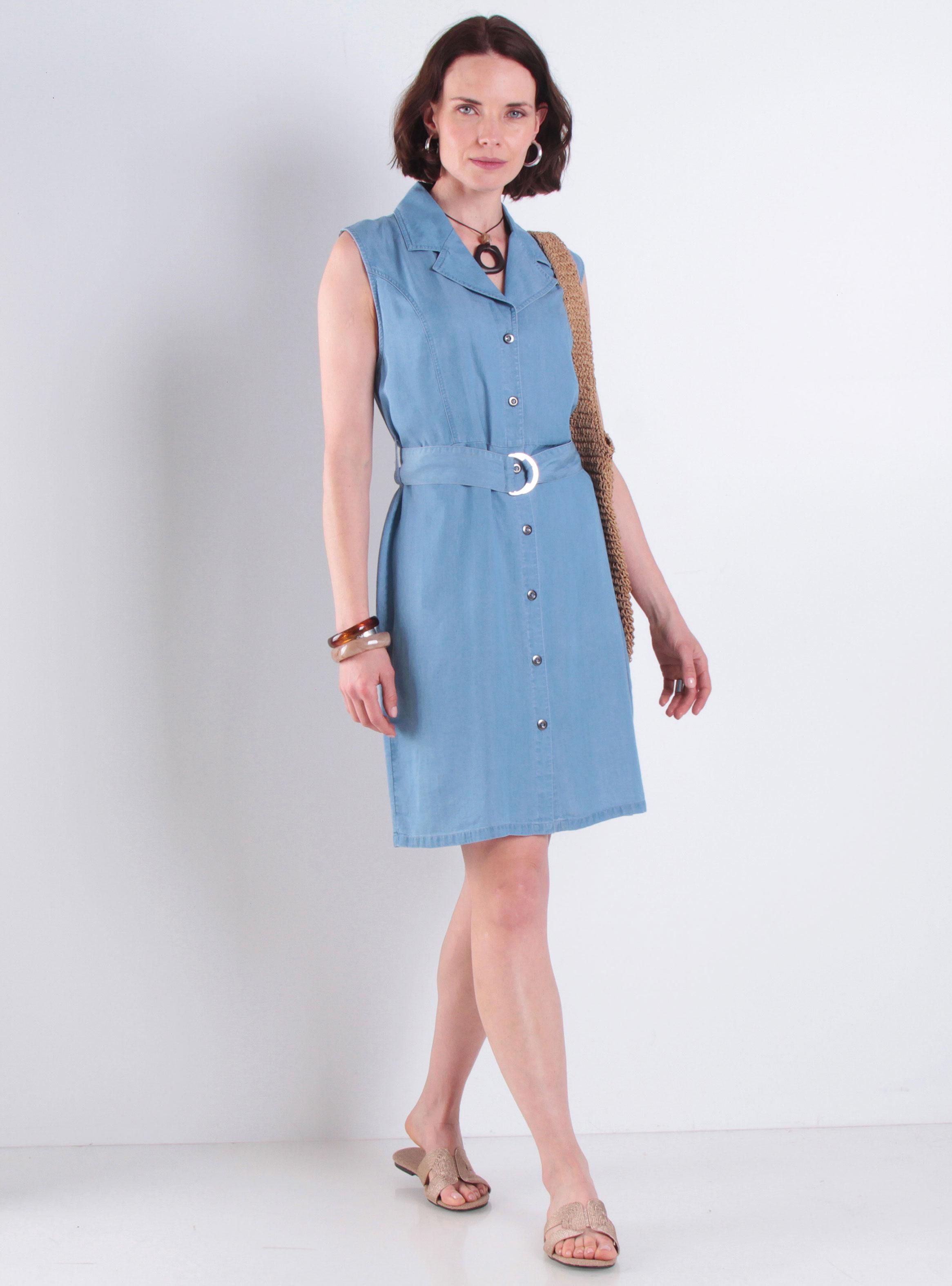 Vestido sin Manga Liocell con Lazo en Cintura-3