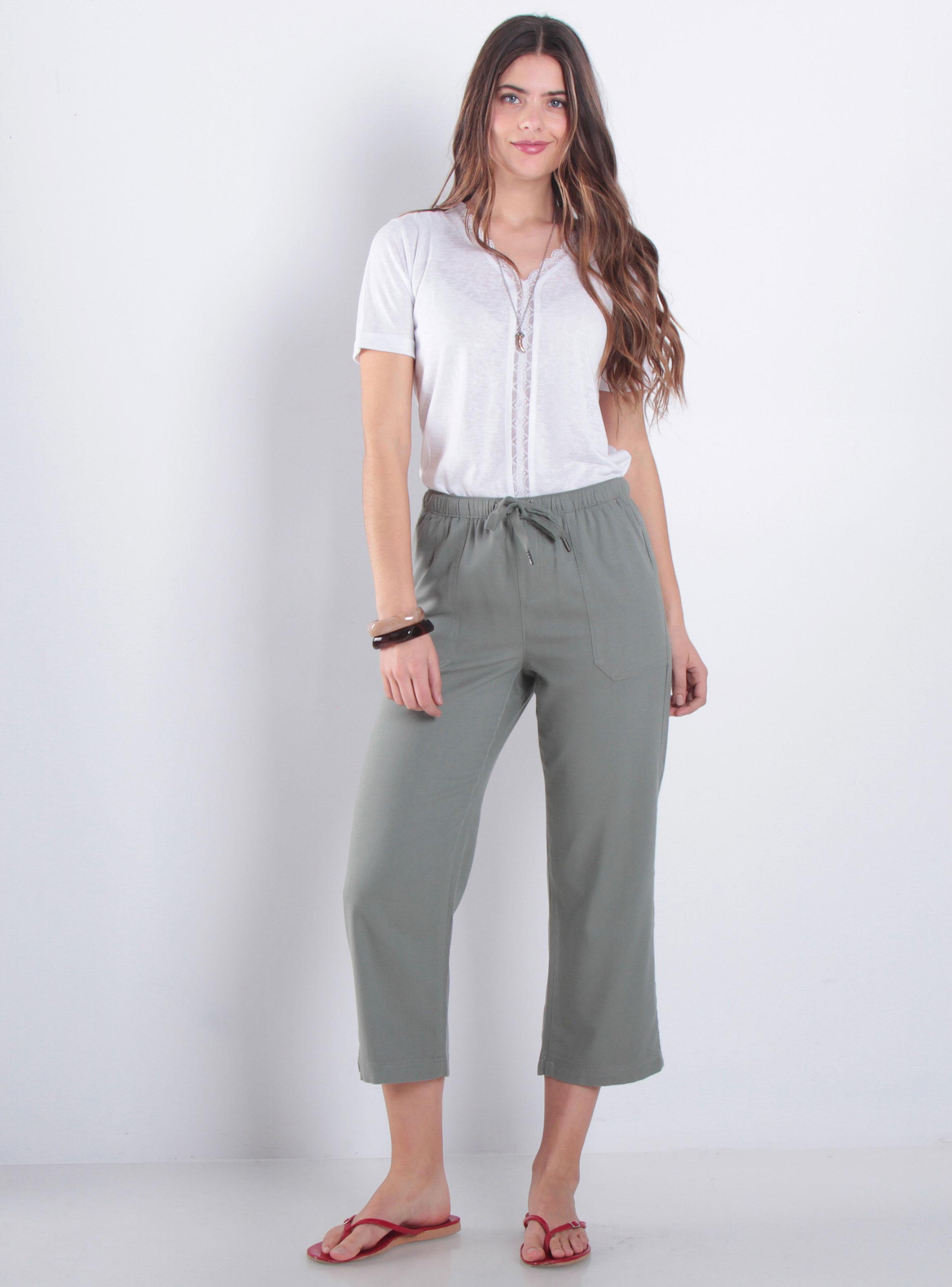 Pantalón Crop Tiro Alto Pretina Elasticada-3