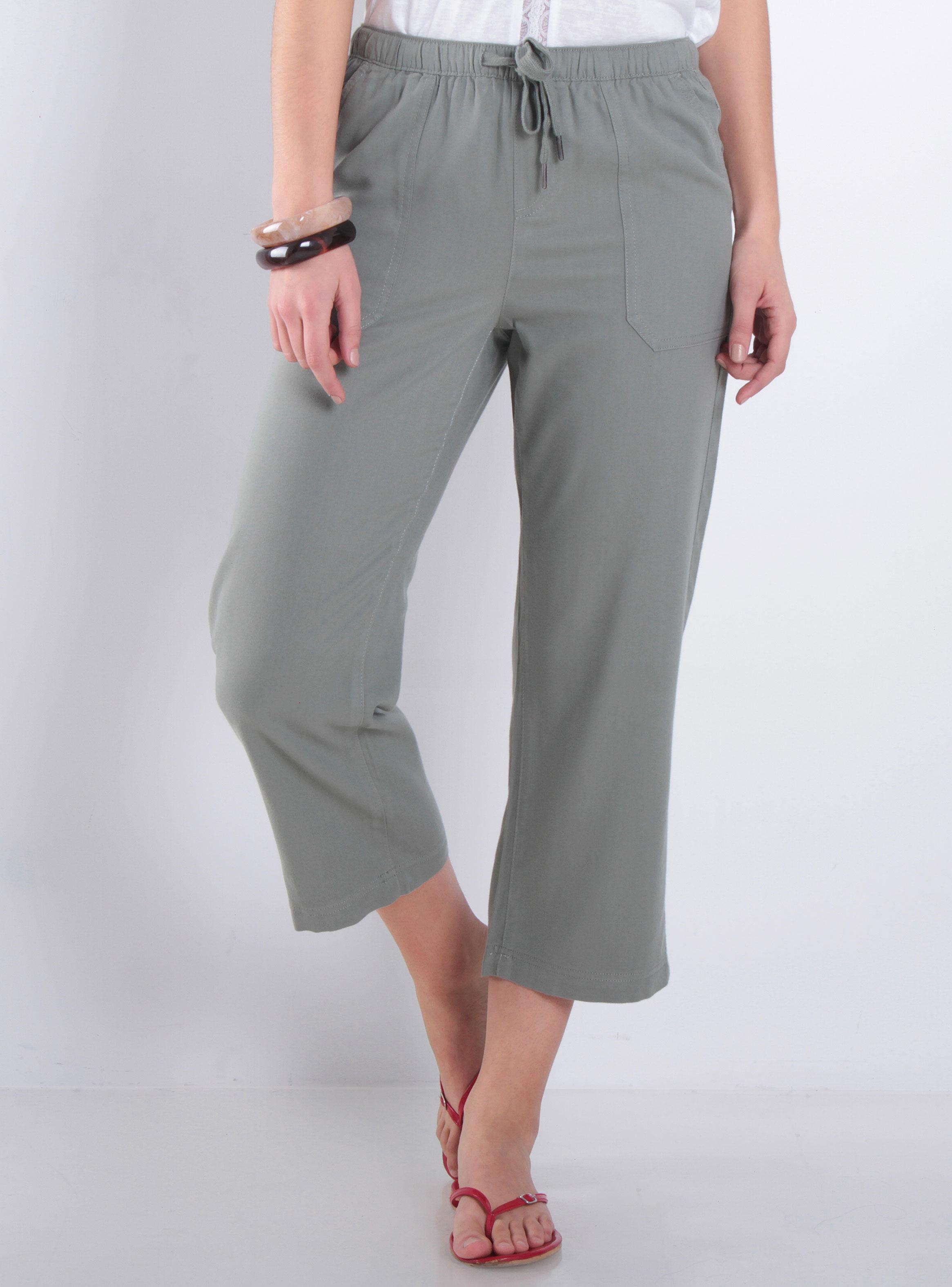 Pantalón Crop Tiro Alto Pretina Elasticada-0