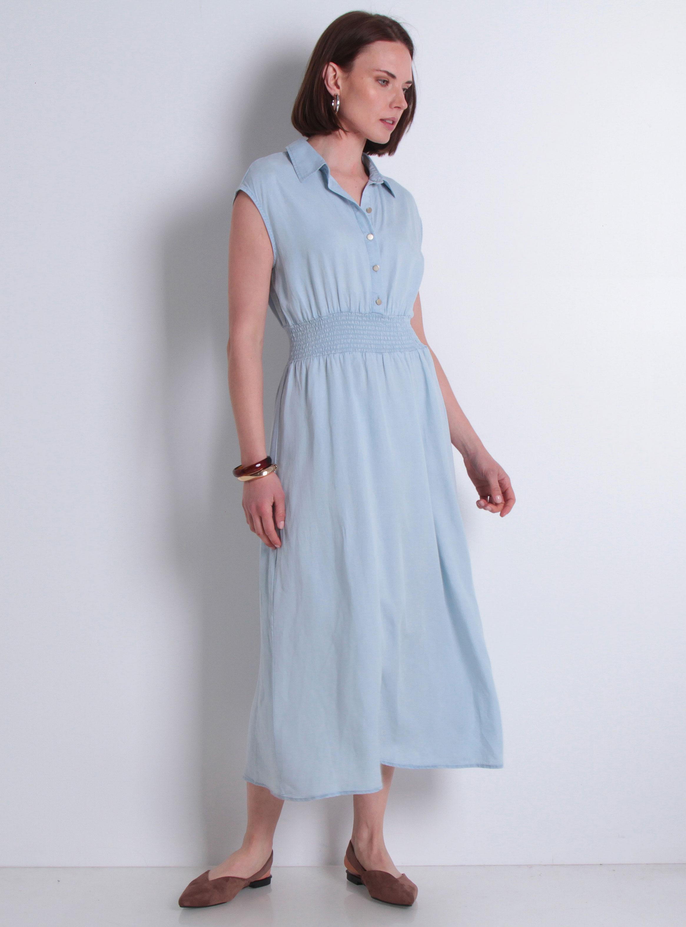 Vestido sin Manga Lyocell con Cintura Elasticada-3