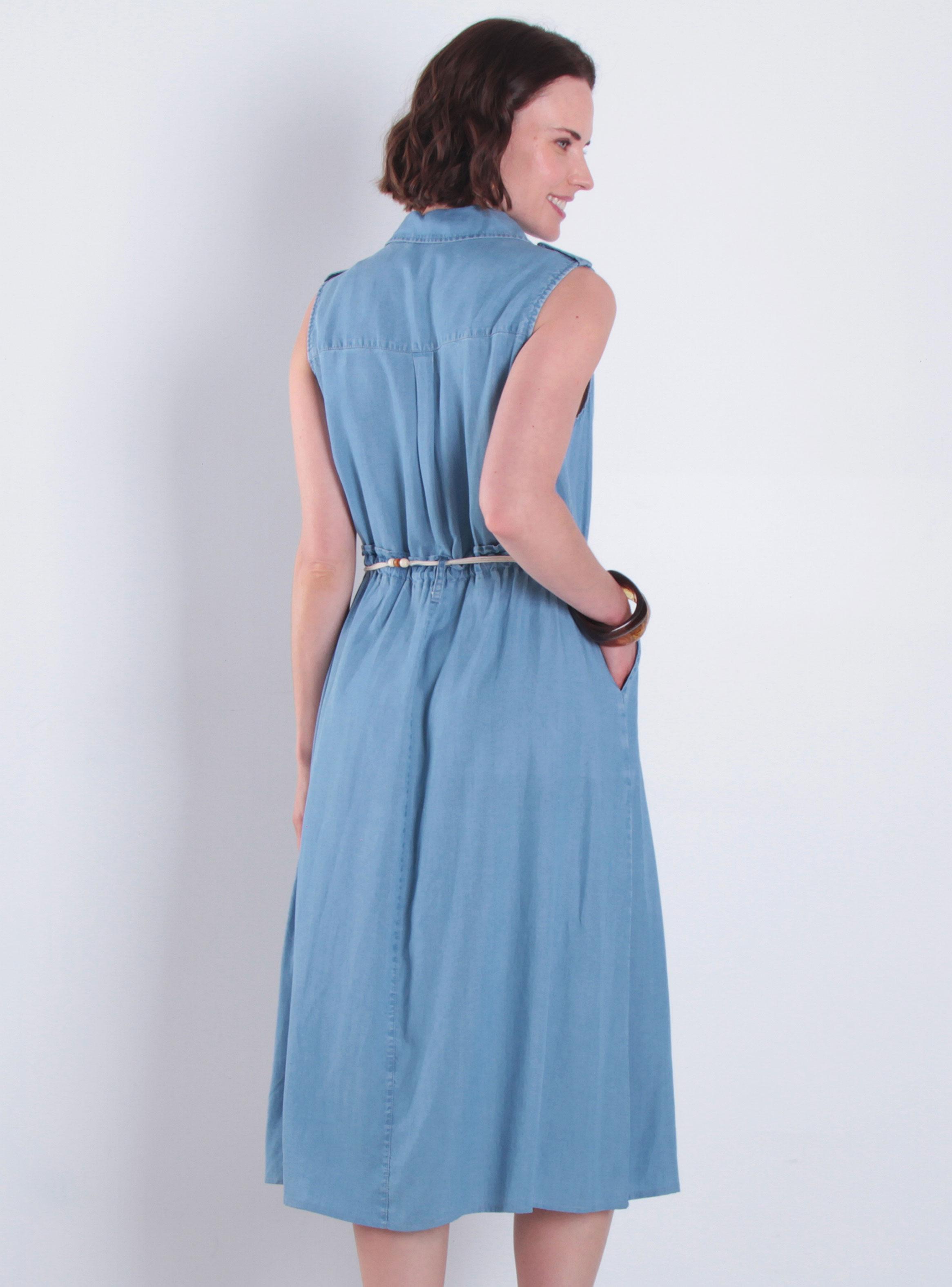 Vestido sin Manga Lyocell con Lazo en Cintura-1