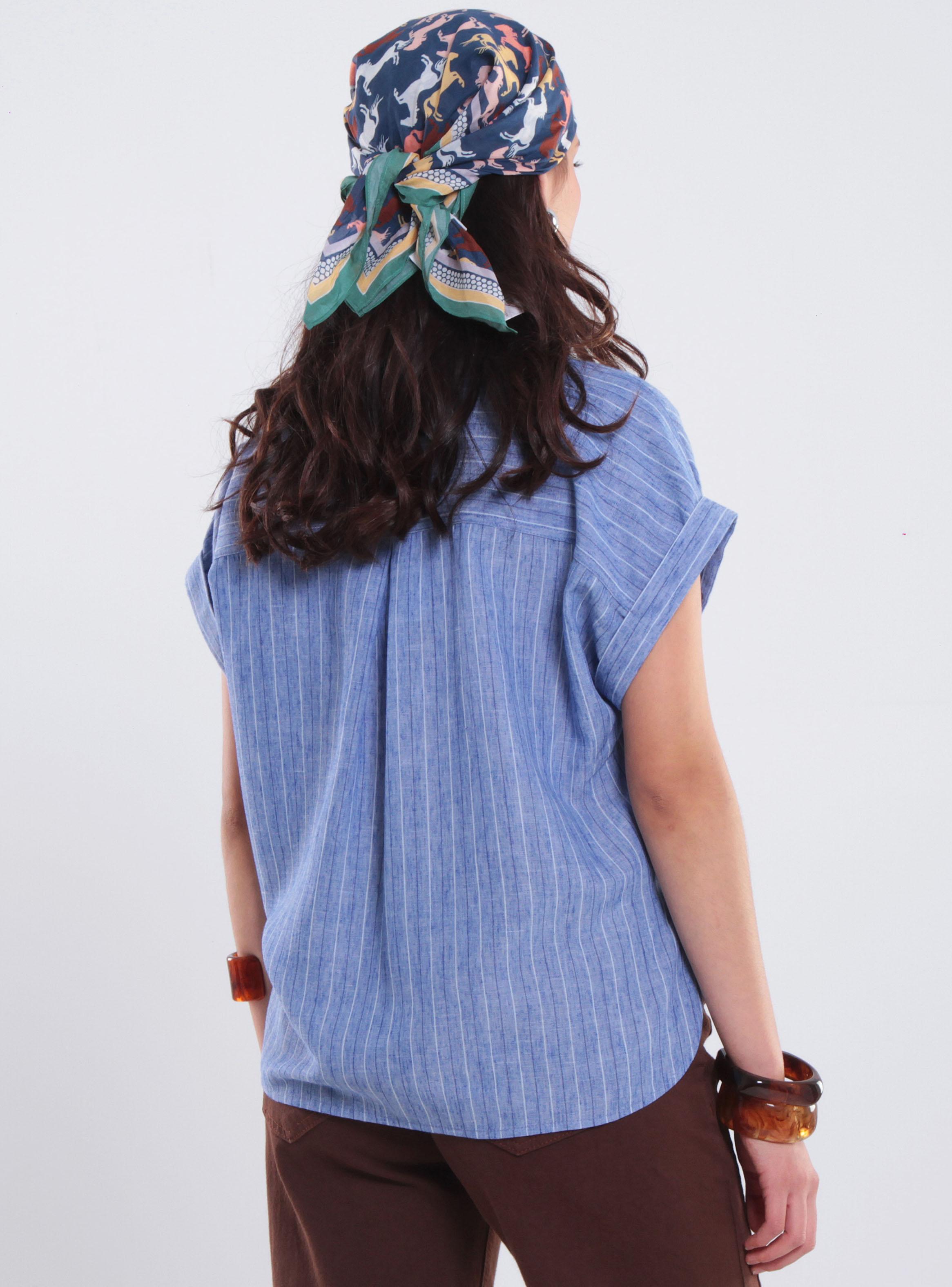 Blusa Manga Corta Listada Escote V-1