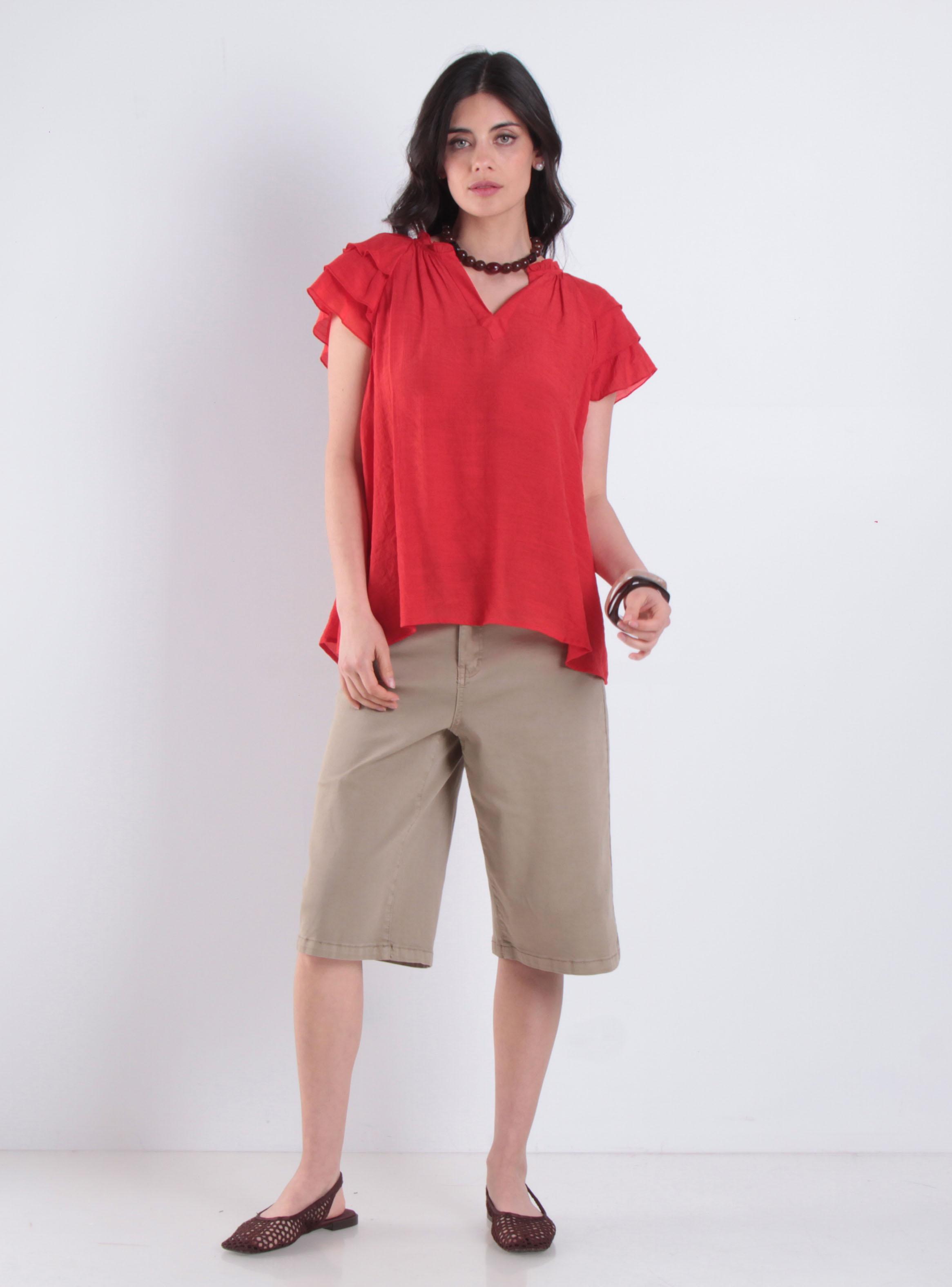 Blusa Manga Corta Escote V-3