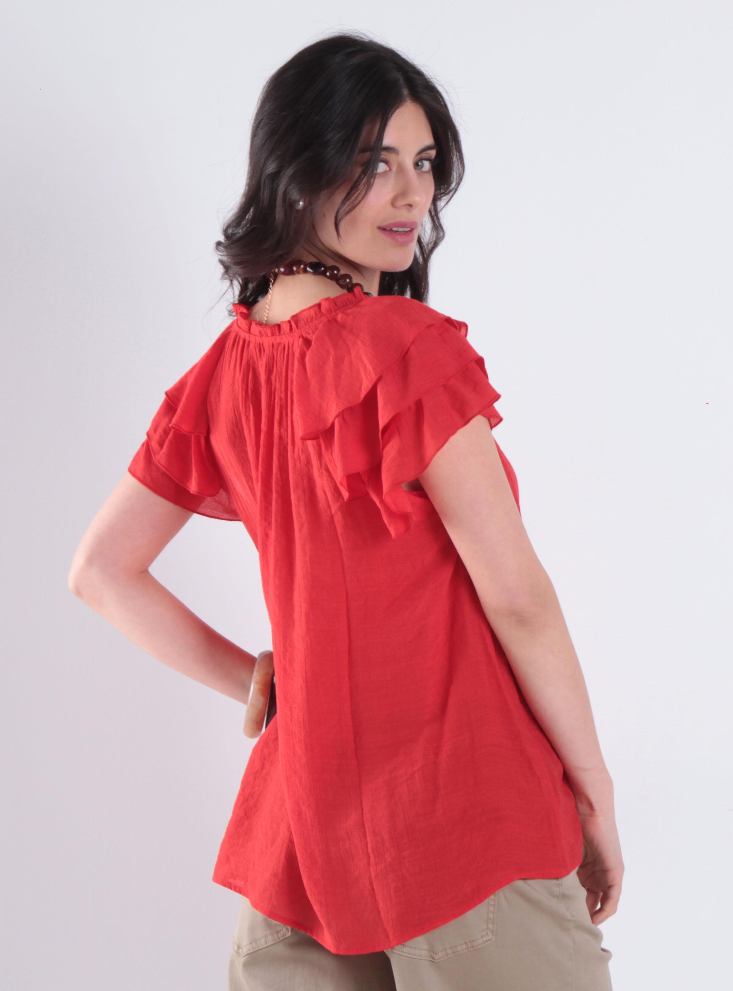 Blusa Manga Corta Escote V-1