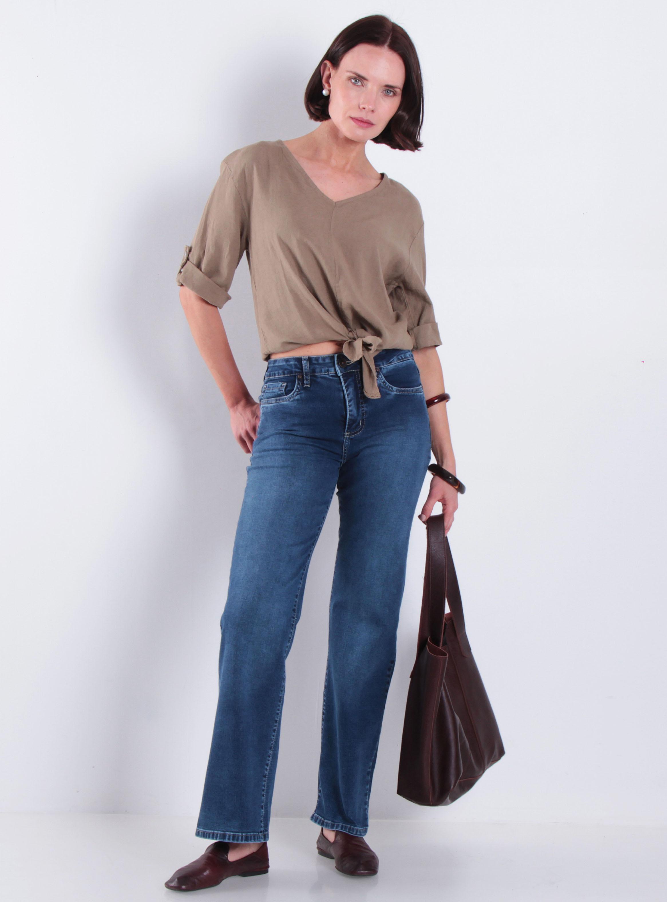 Jeans Recto Tiro Alto Básico Pretina Michelle-3