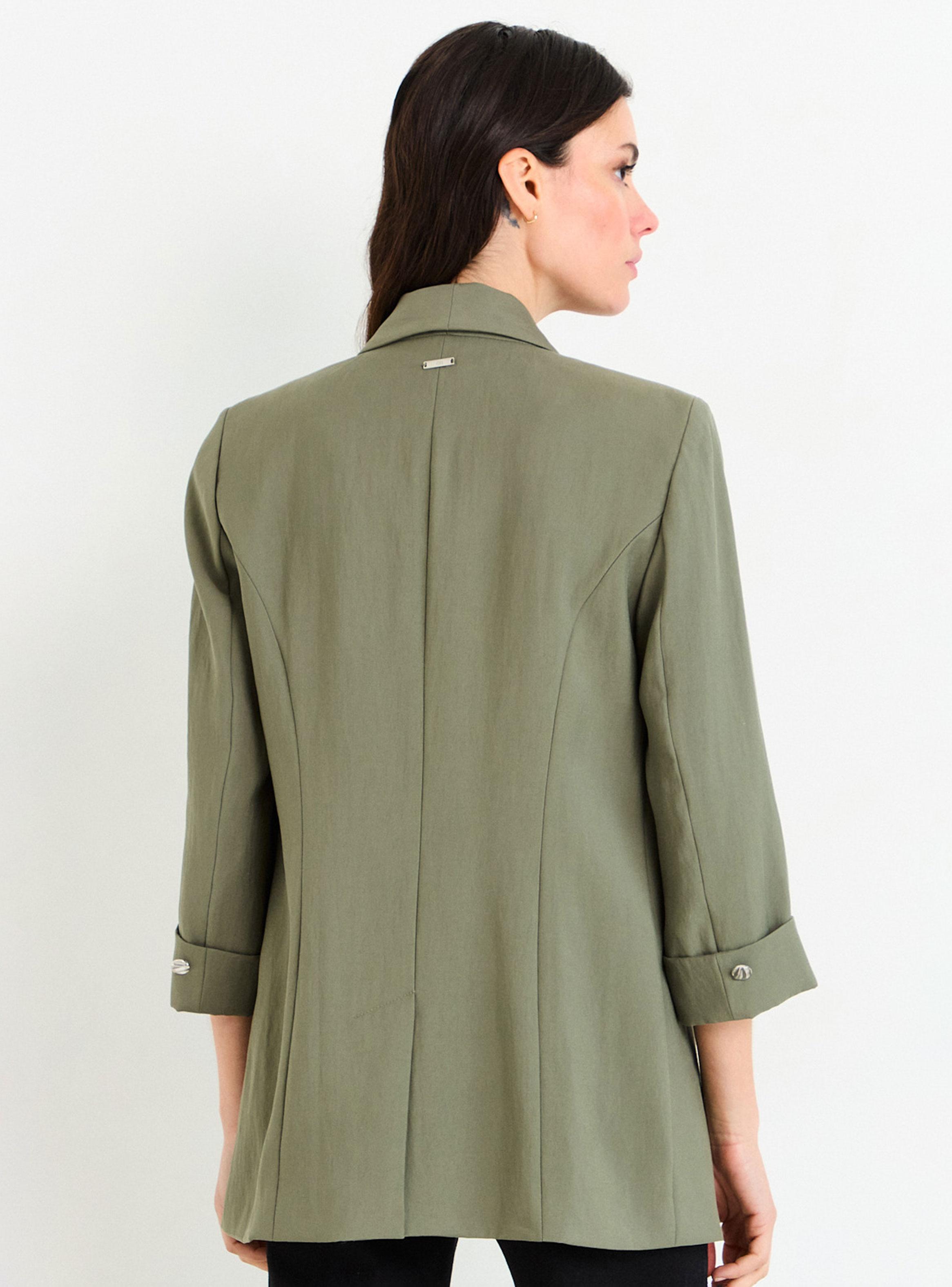 Blazer Liso Corte Regular Mangas Tres Cuartos-1