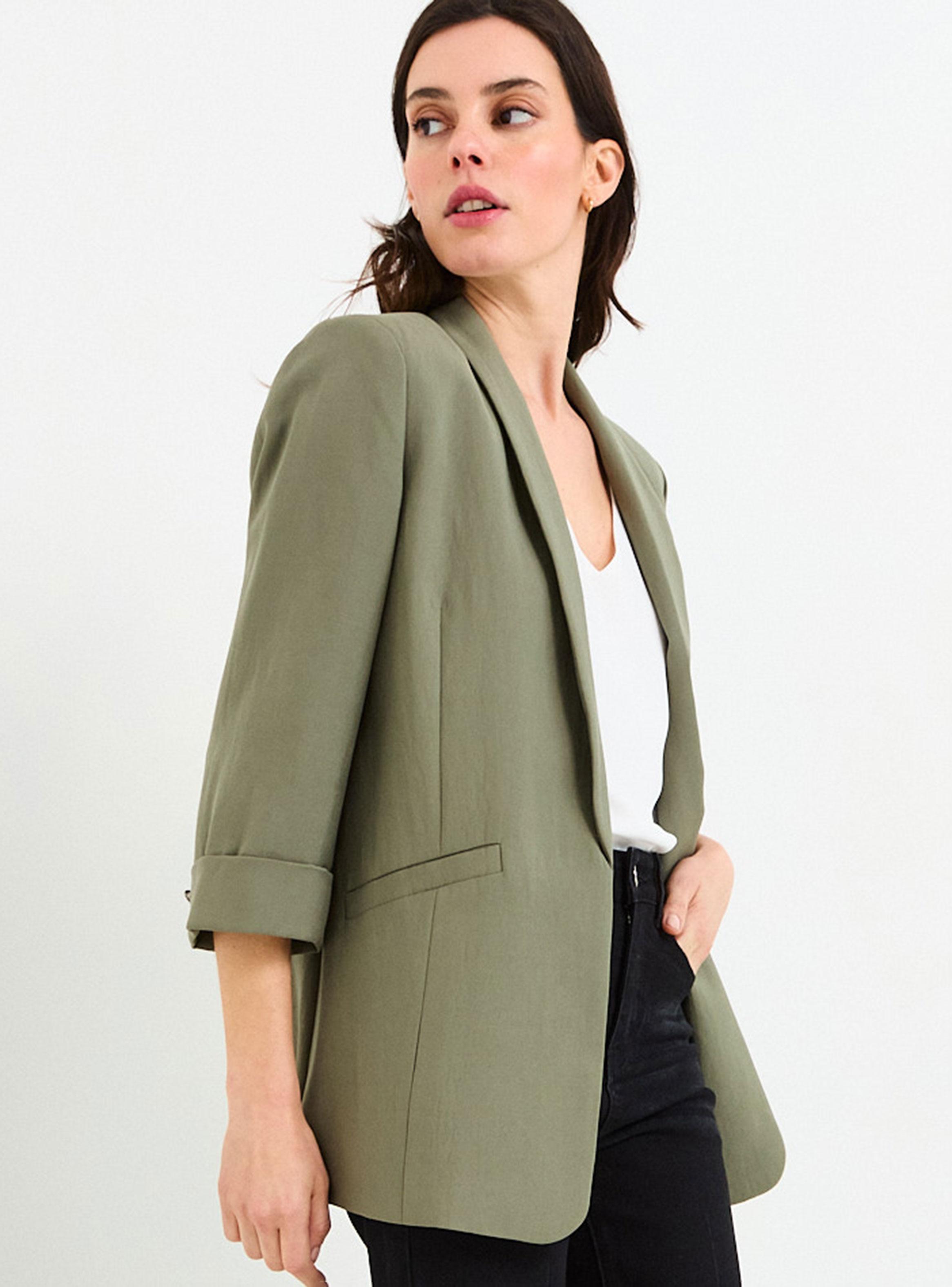 Blazer Liso Corte Regular Mangas Tres Cuartos-2