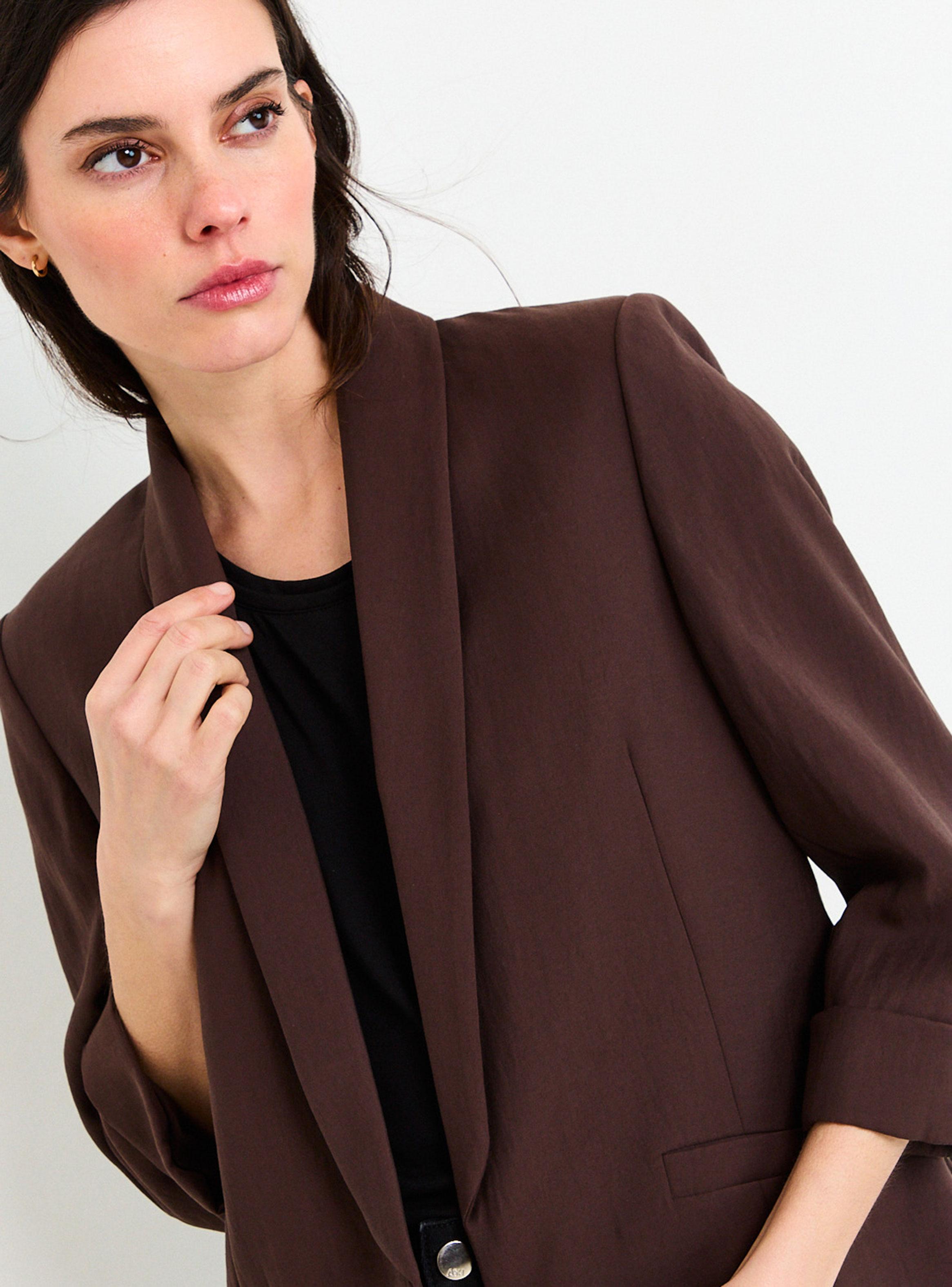 Blazer Liso Regular con Mangas Tres Cuartos-3