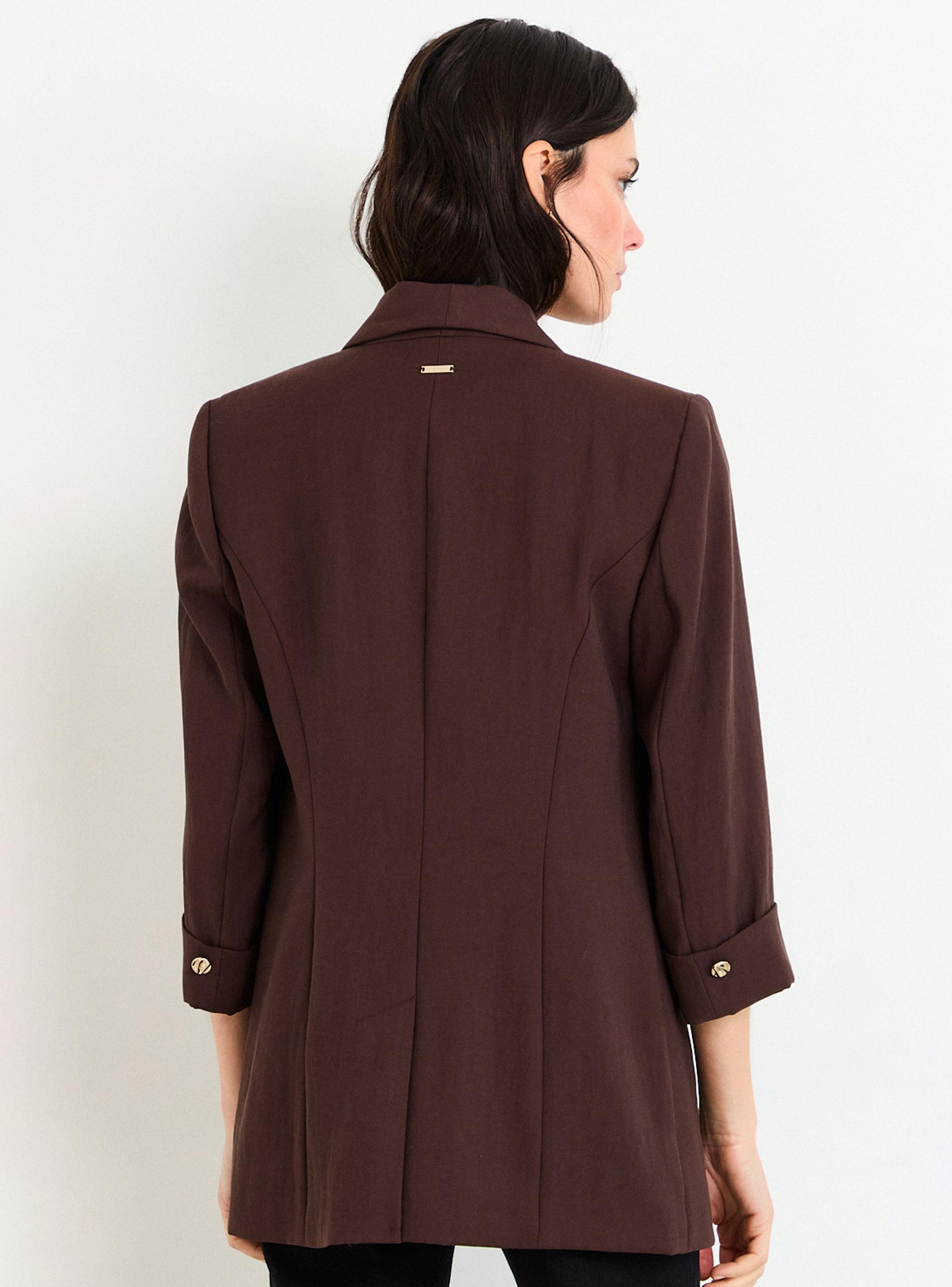 Blazer Liso Regular con Mangas Tres Cuartos-1