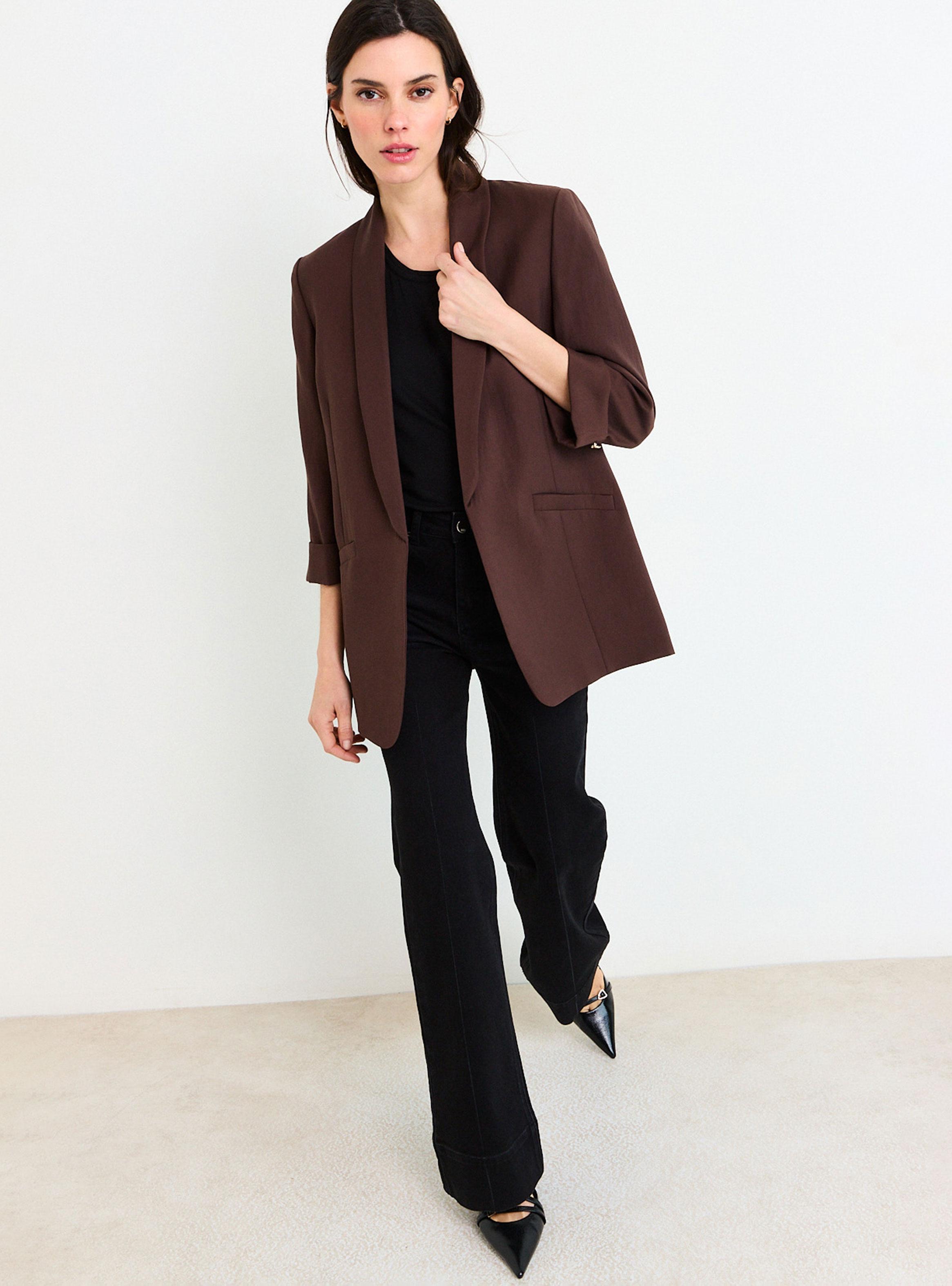 Blazer Liso Regular con Mangas Tres Cuartos-4