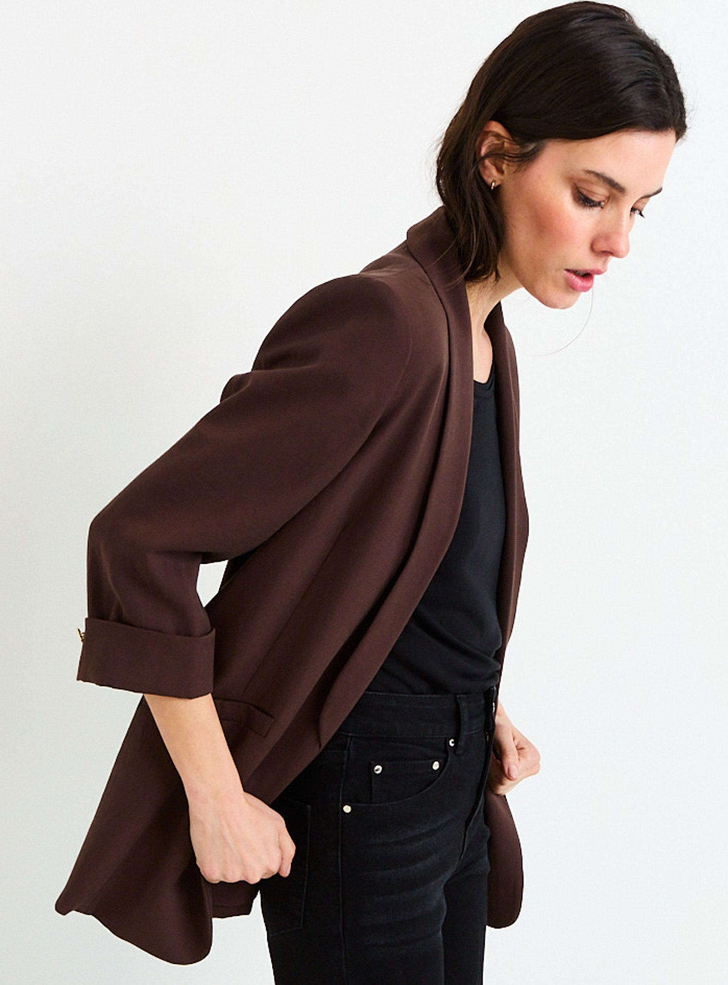Blazer Liso Regular con Mangas Tres Cuartos-2