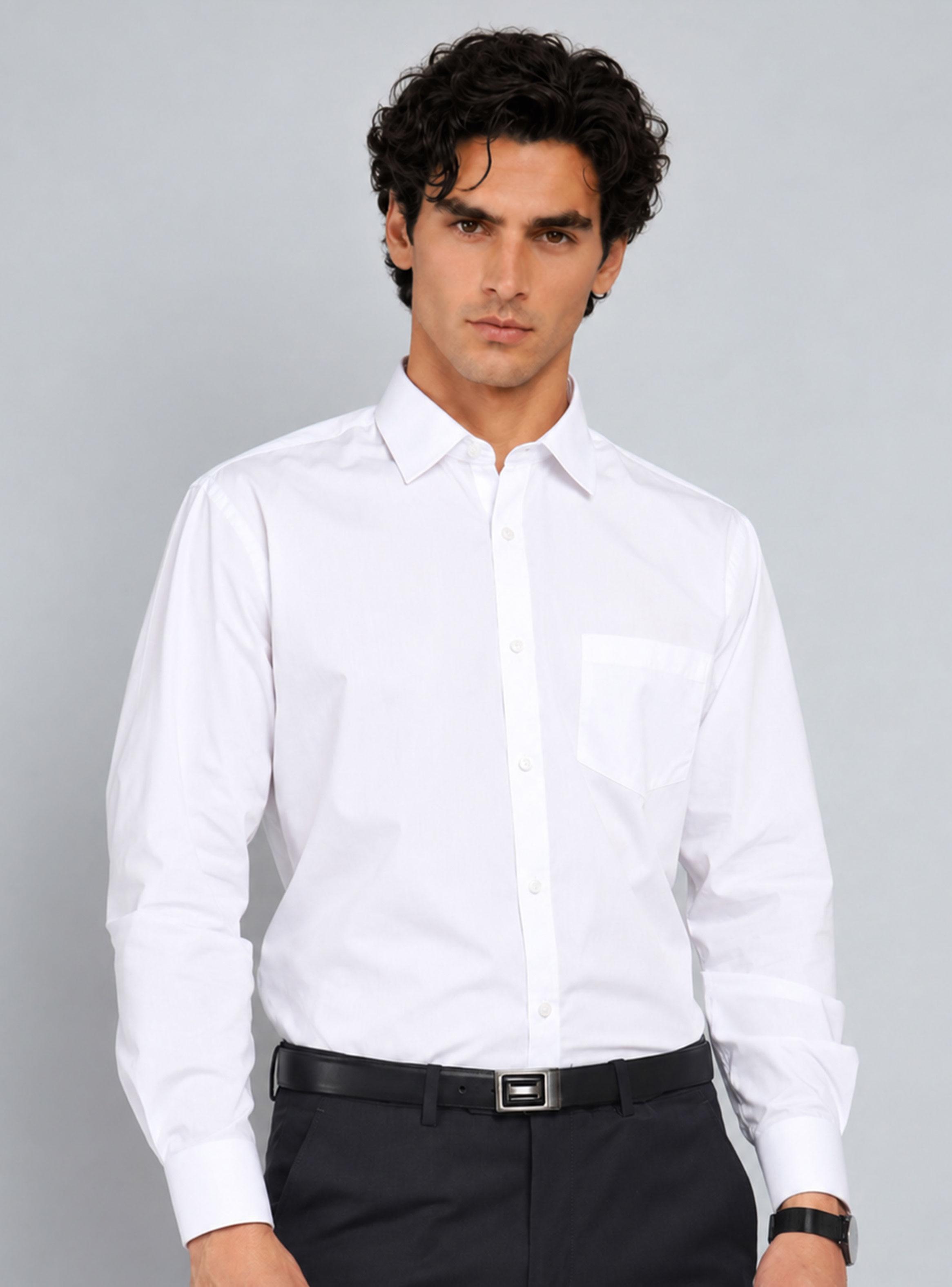 Camisa Formal Bolsillo Color Manga Larga-0