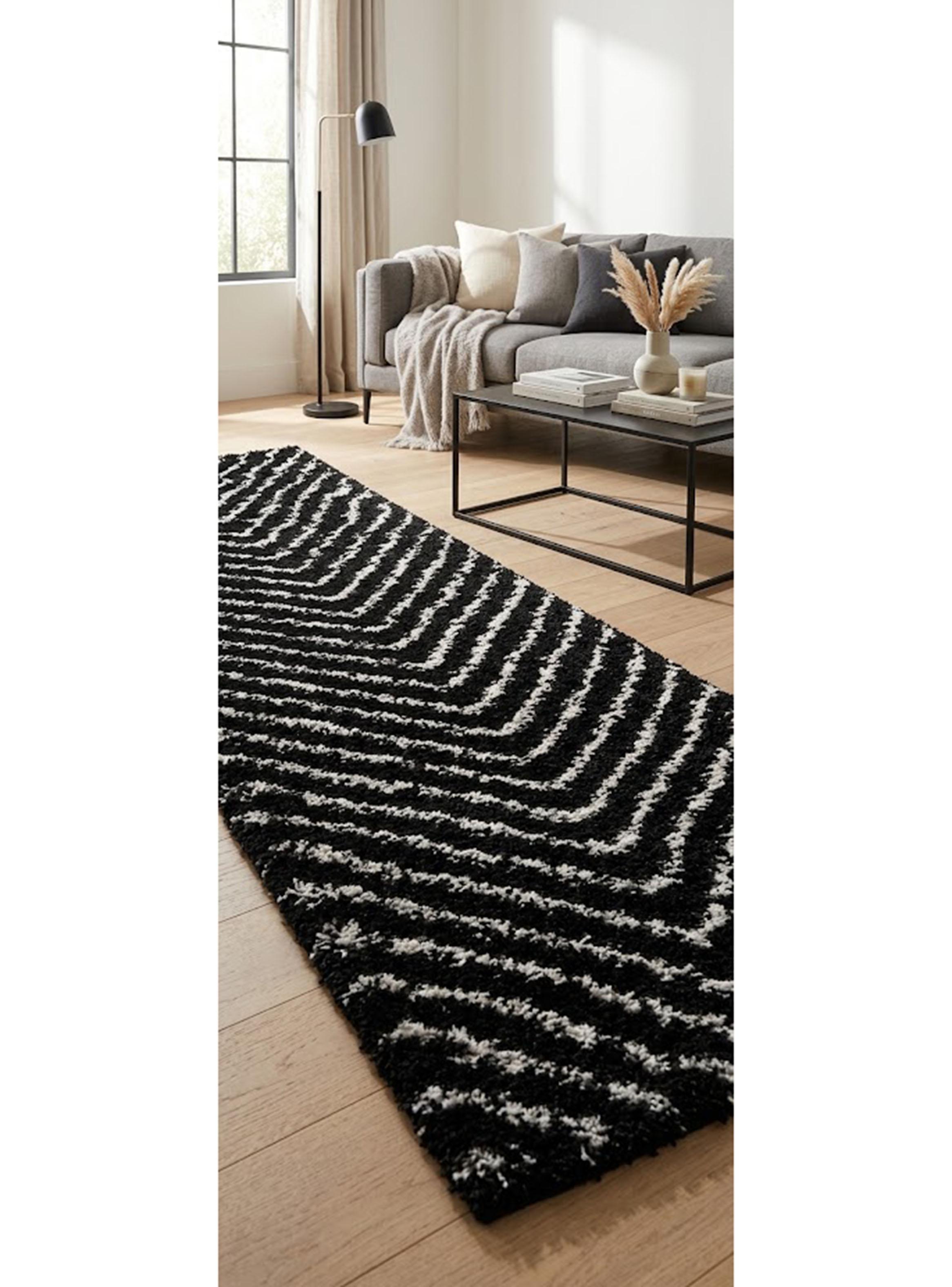 Alfombra Shaggy Guiza 70x200 Negro-2