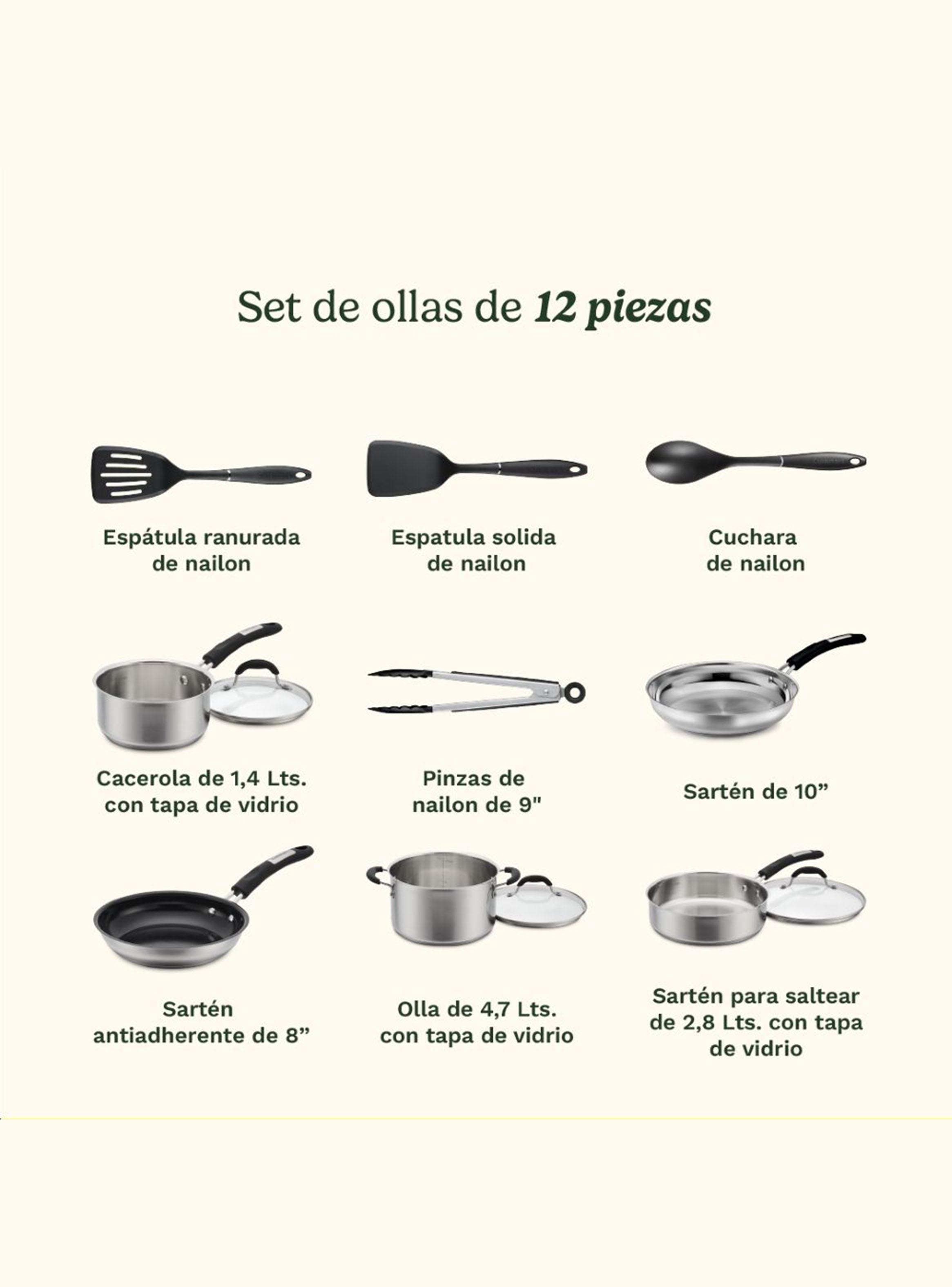 Batería de Cocina Acero Inoxidable 12 Pzas P85-12-3