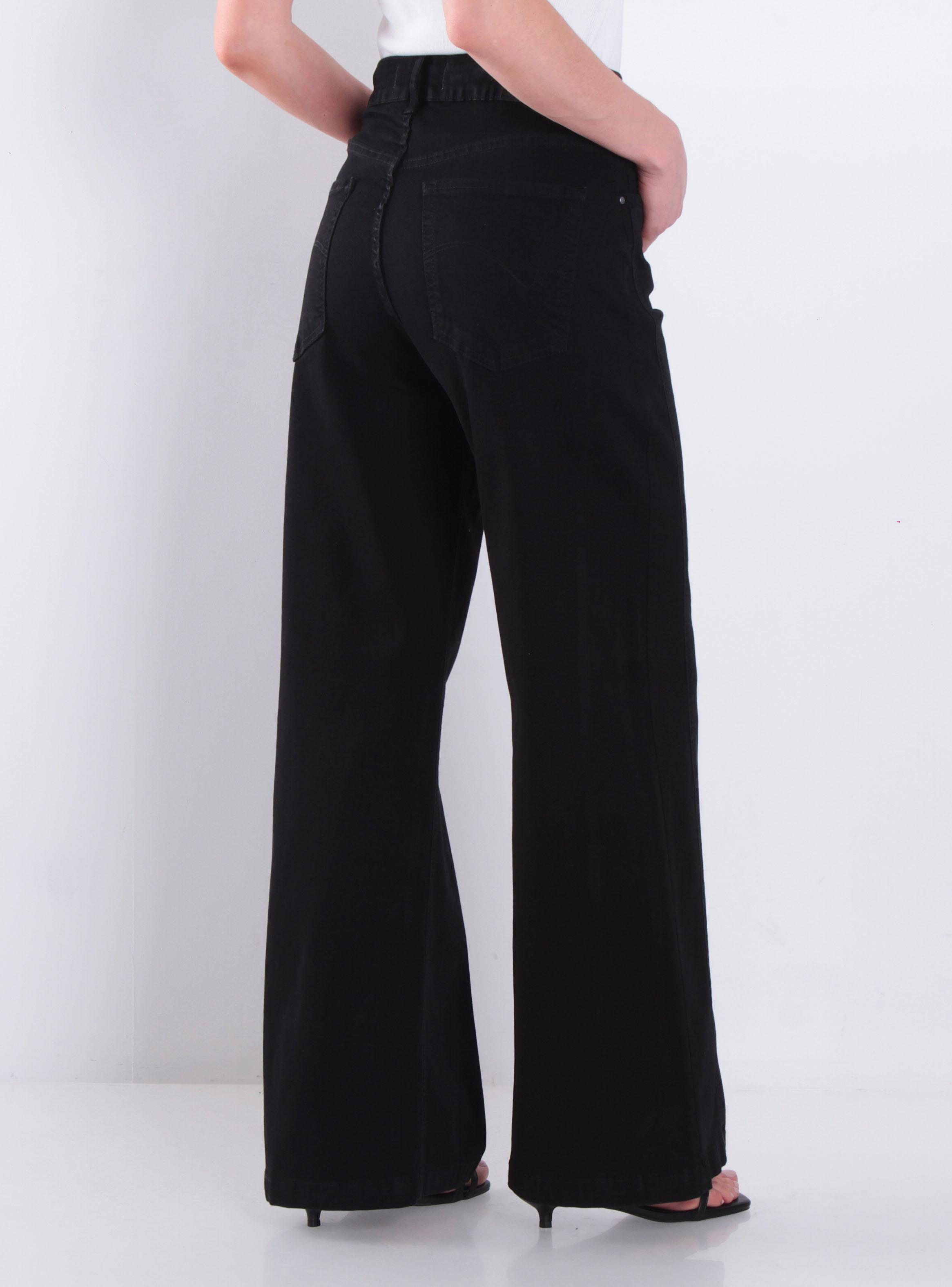Jeans Wide Tiro Alto Pretina con Cortes en Piernas-1