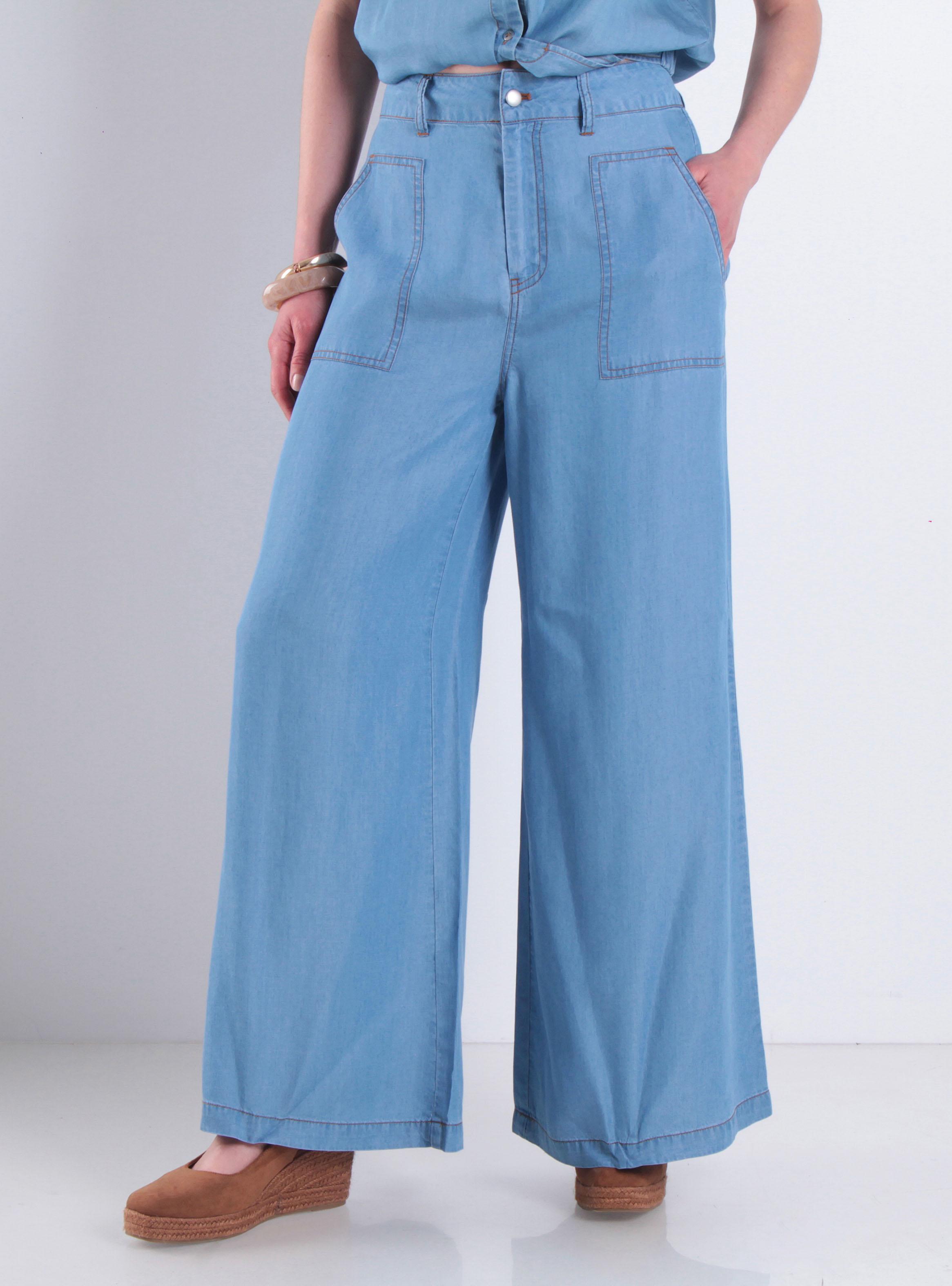 Pantalón Lyocell Wide Leg Tiro Alto Pretina 2262-0