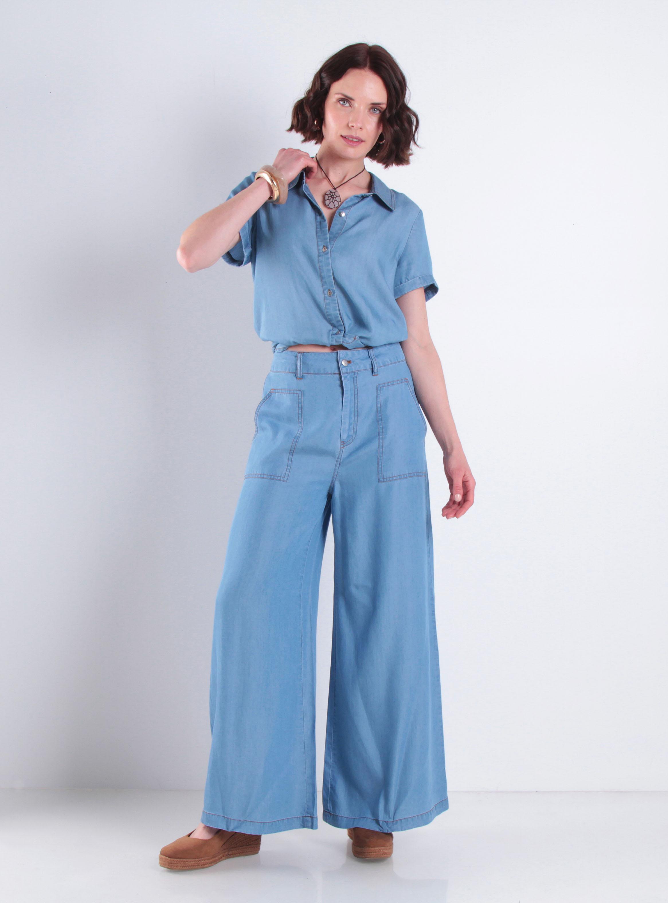 Pantalón Lyocell Wide Leg Tiro Alto Pretina 2262-3