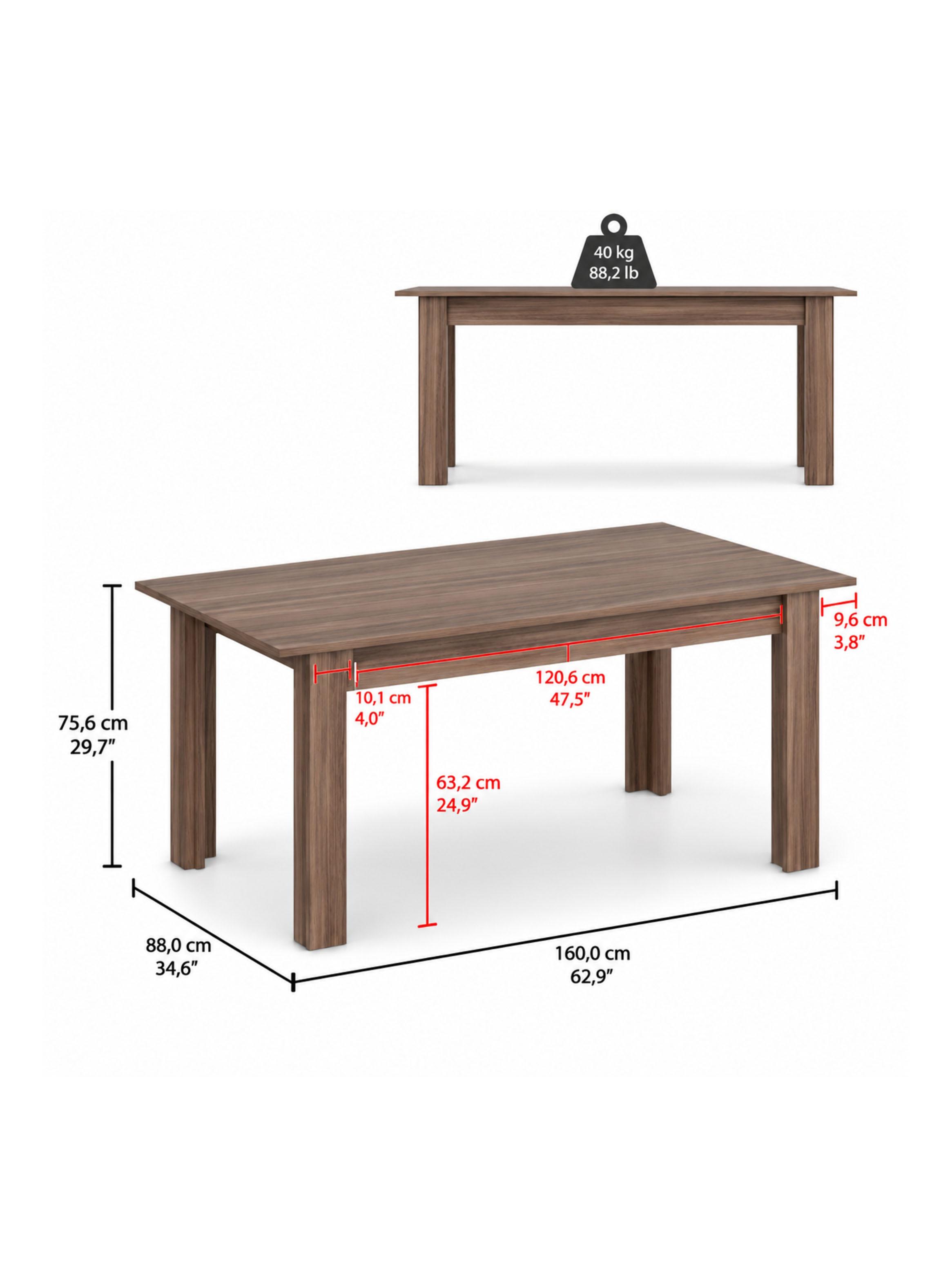 Mesa de Comedor Portofino Avellana 75.6x160.0x88.0 cm-1
