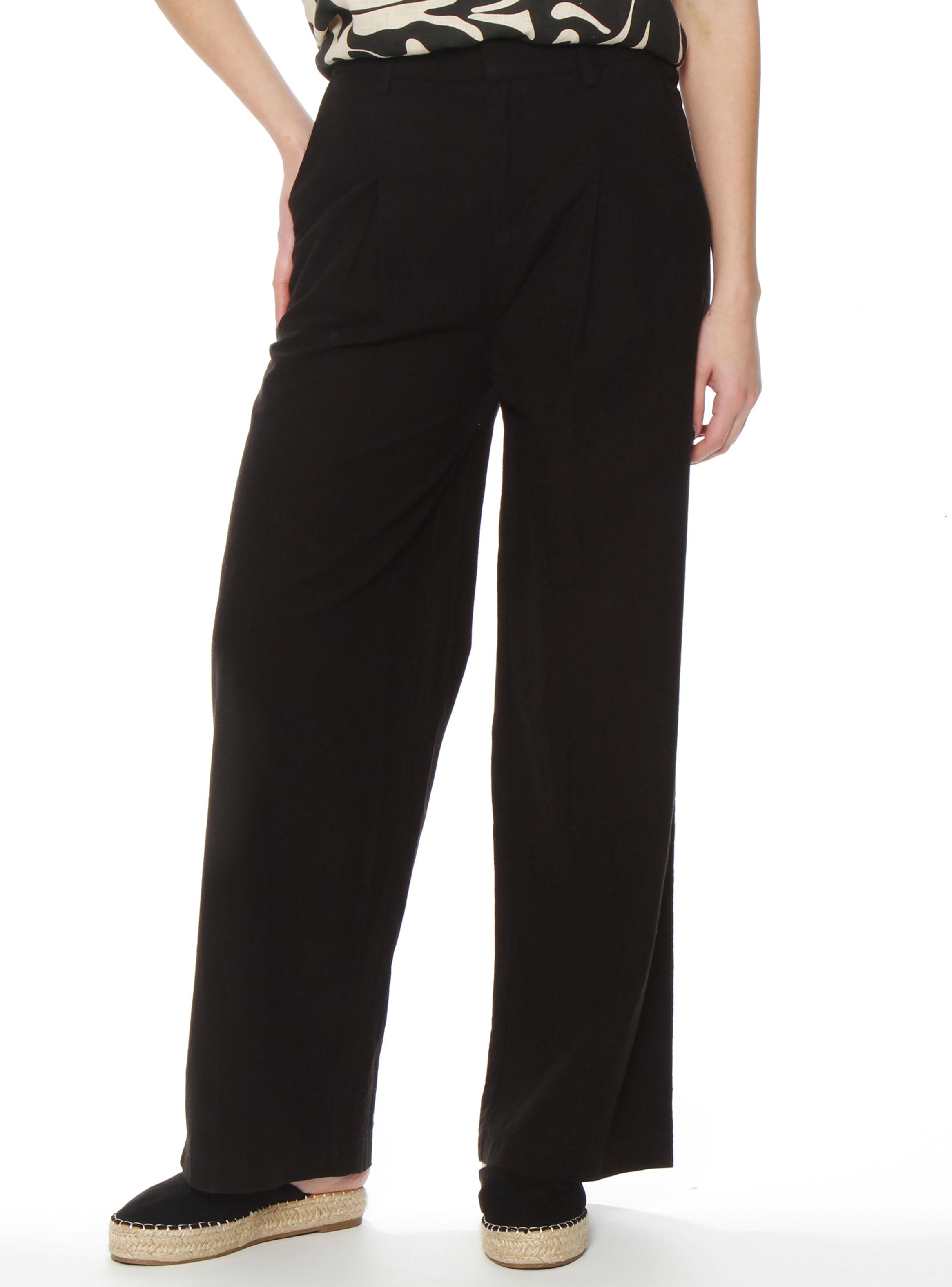 Pantalón Wide Leg Lino Tiro Alto Pretina Básica-0