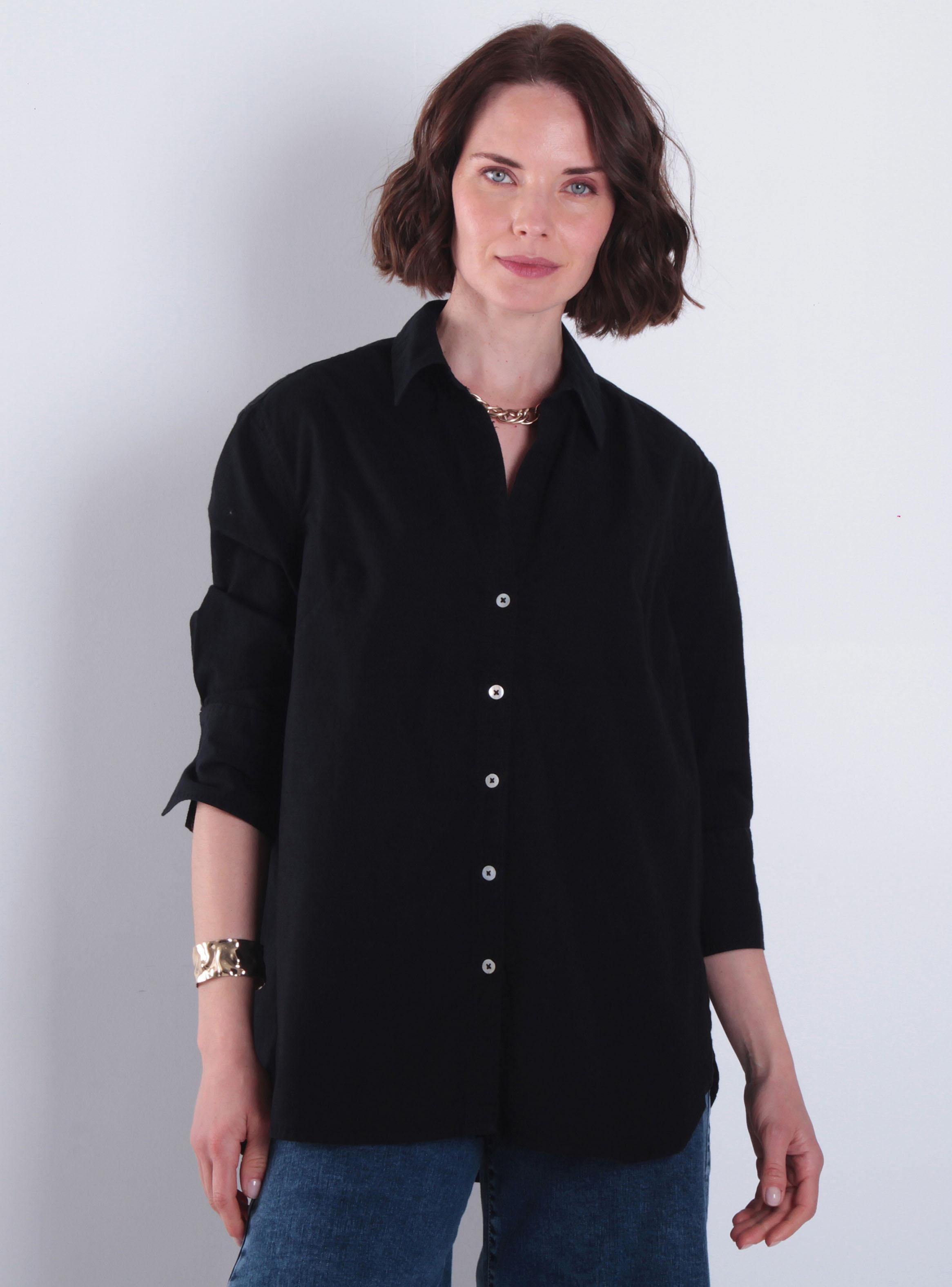 Blusa Manga 3/4 Lino Abotonada en Delantero-0