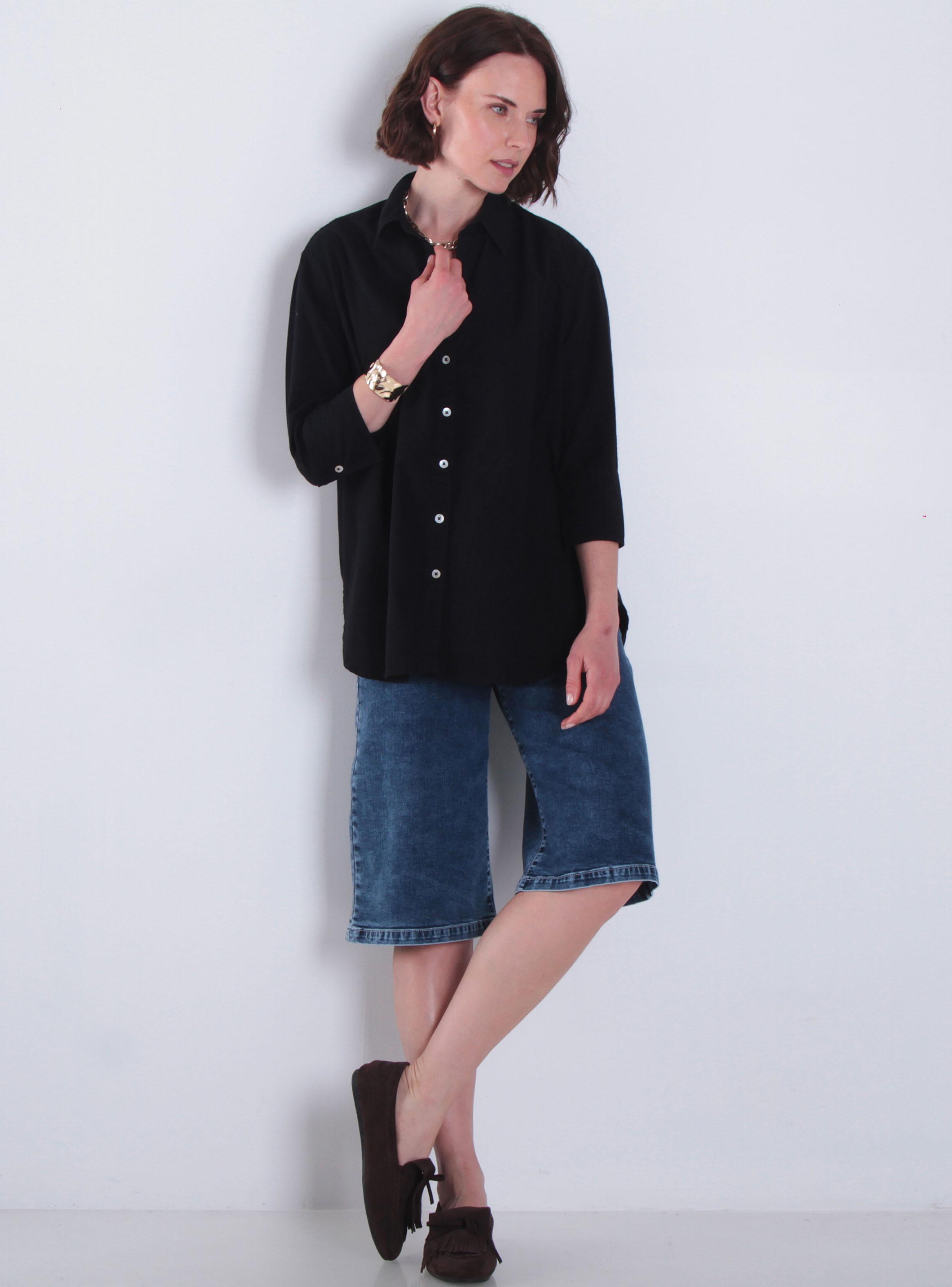 Blusa Manga 3/4 Lino Abotonada en Delantero-3