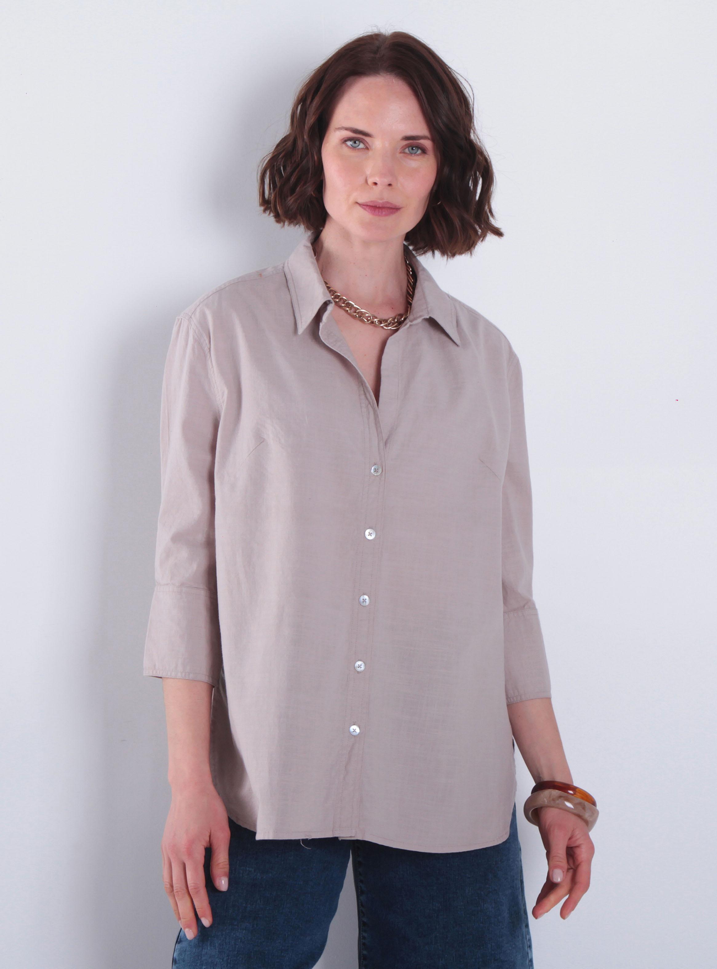 Blusa Manga 3/4 Lino Abotonada en Delantero-0