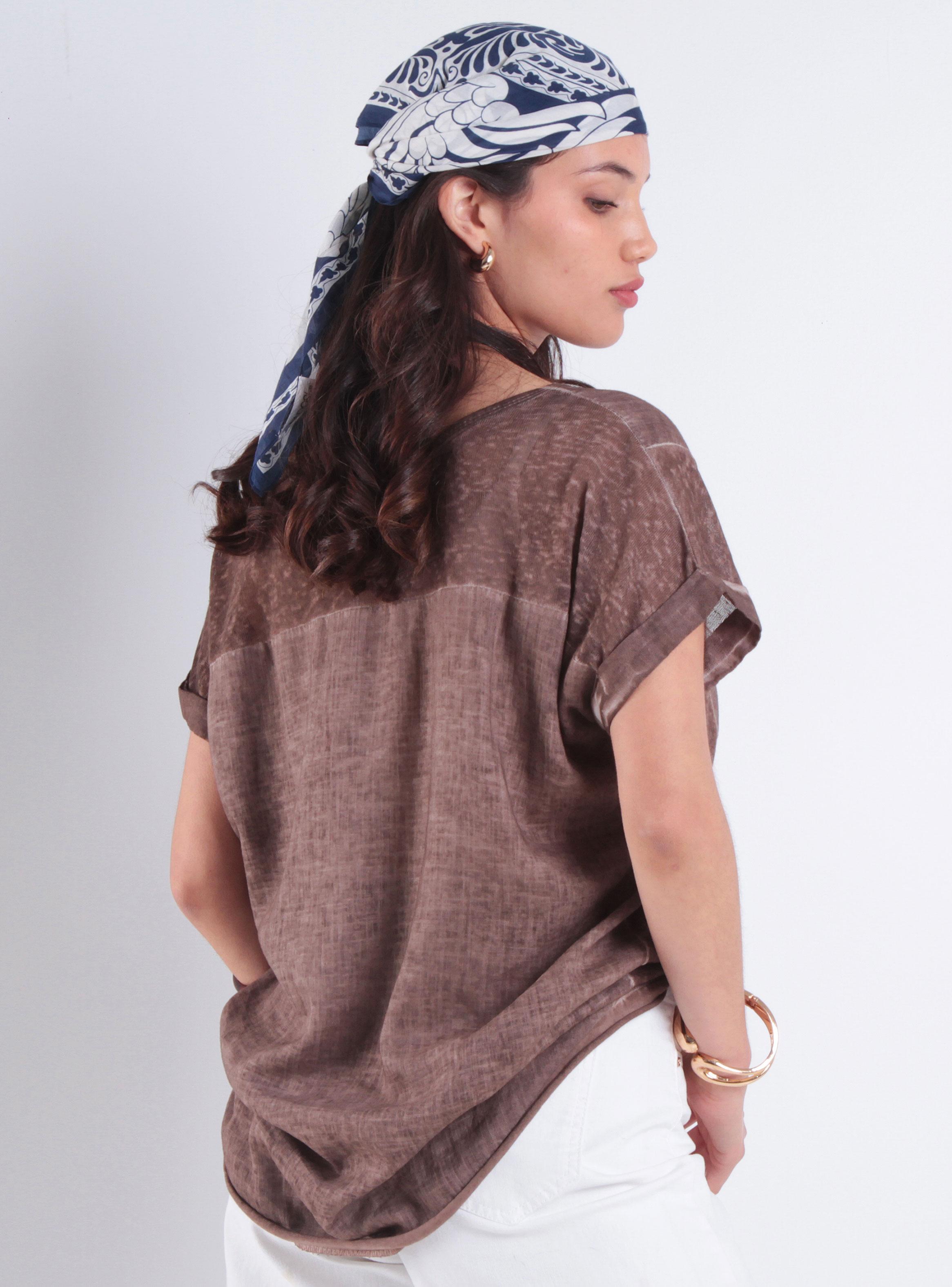 Polera Lino Manga Corta Escote Redondo-1