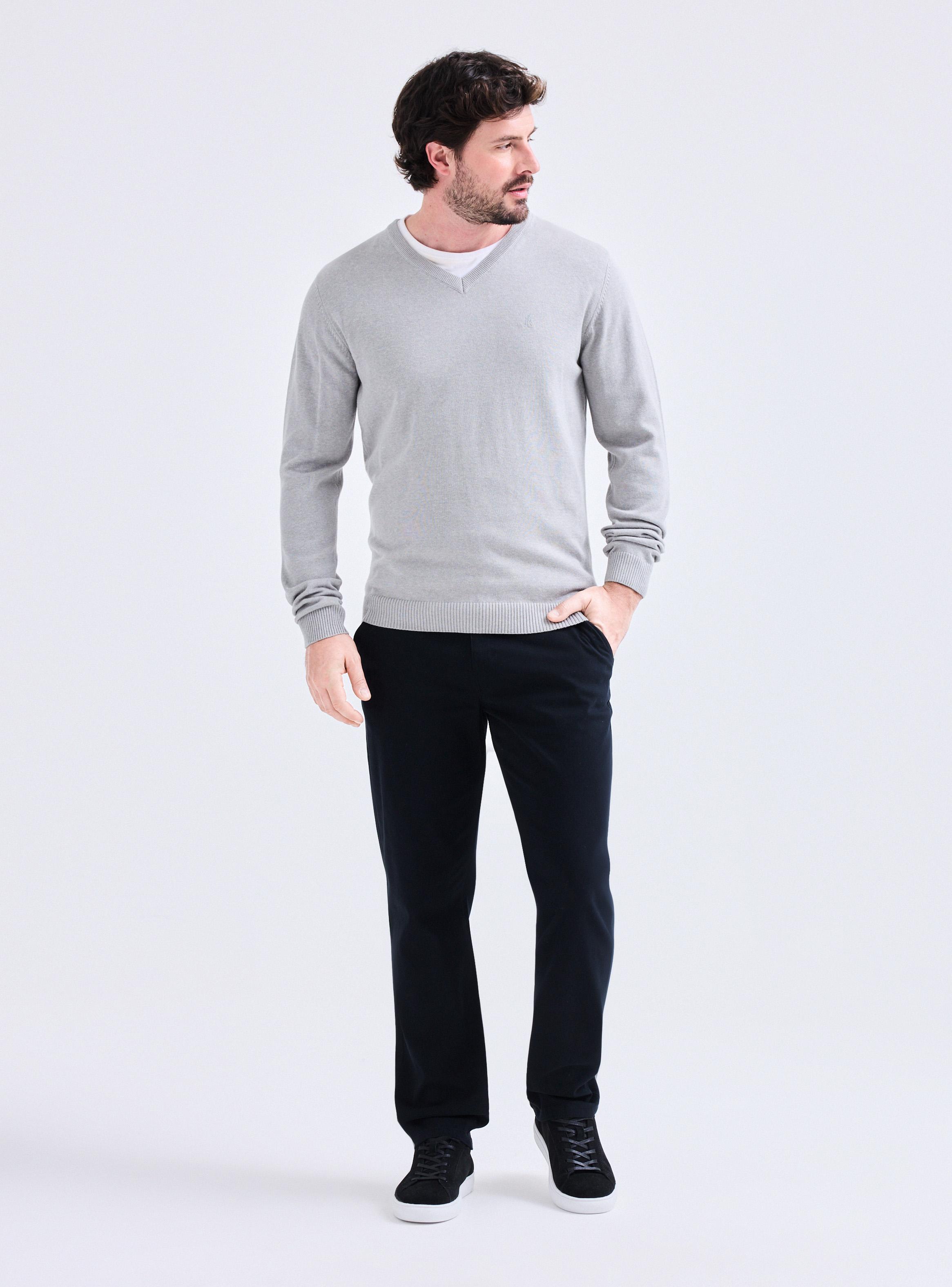 Sweater Básico Cuello V Casual-4