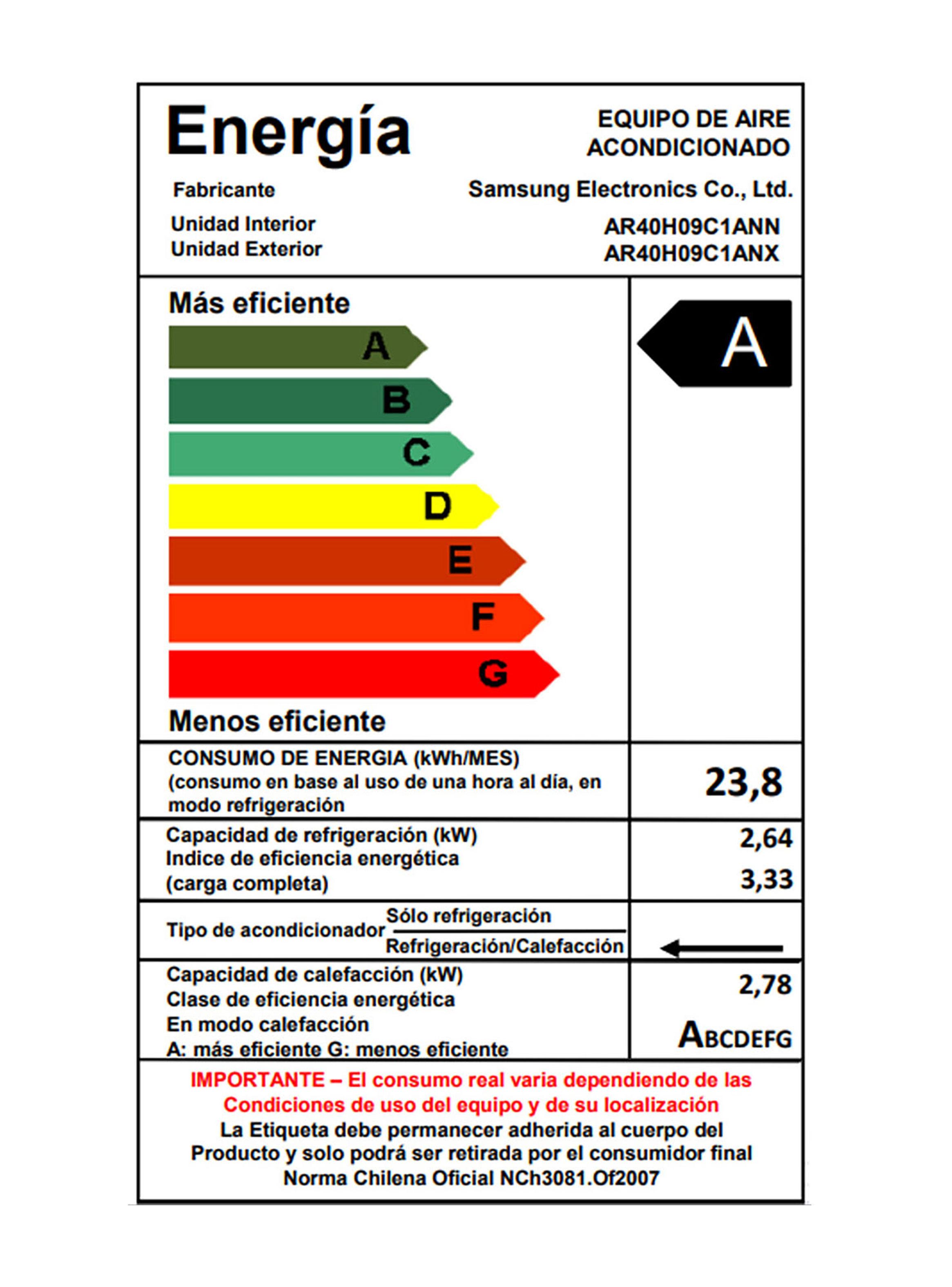 Aire Acondicionado Essential Inverter 9000 BTU AR40H09C1ANZS-9