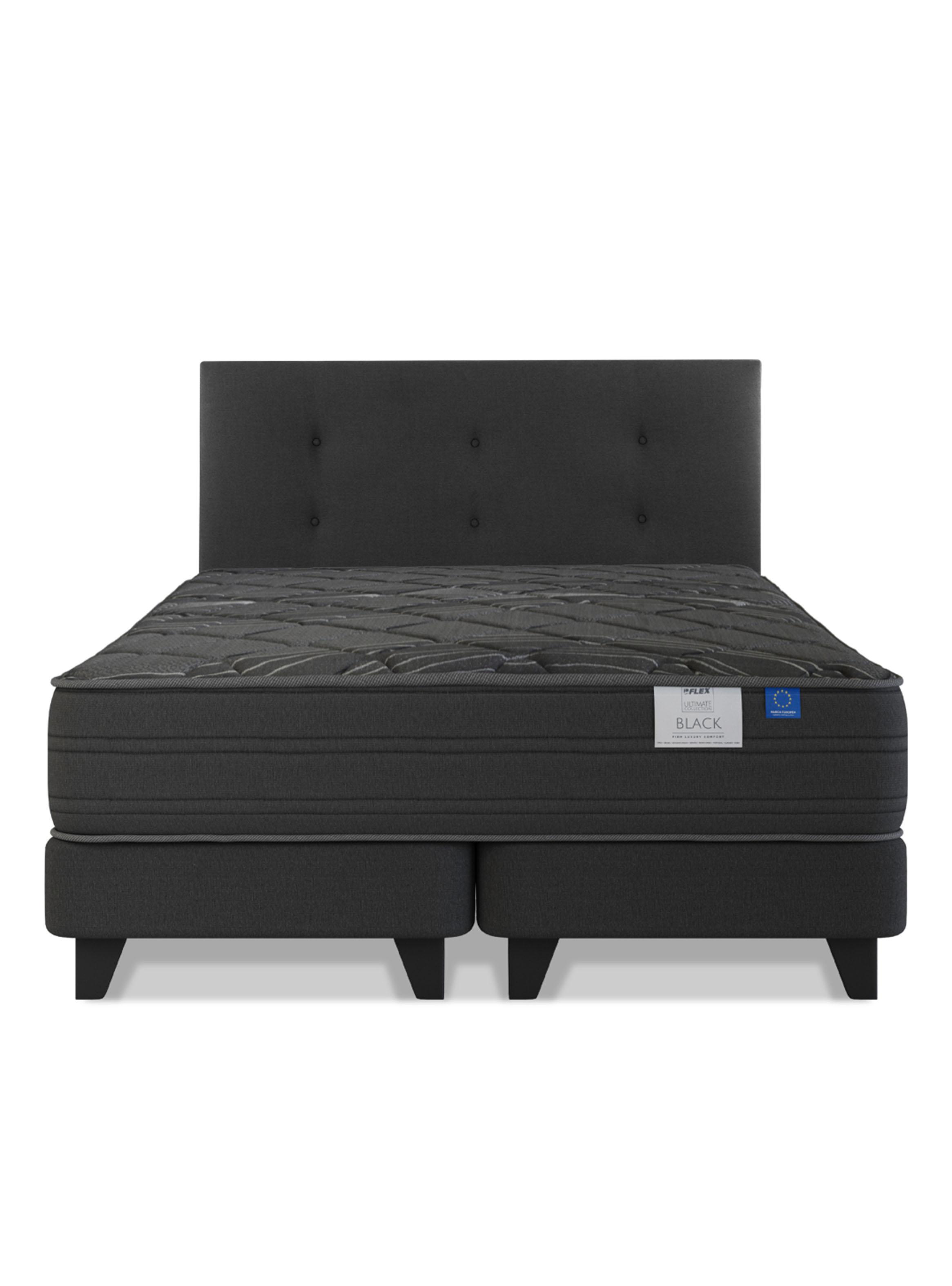 Cama Europea 2 Plazas Black Base Dividida Respaldo-2