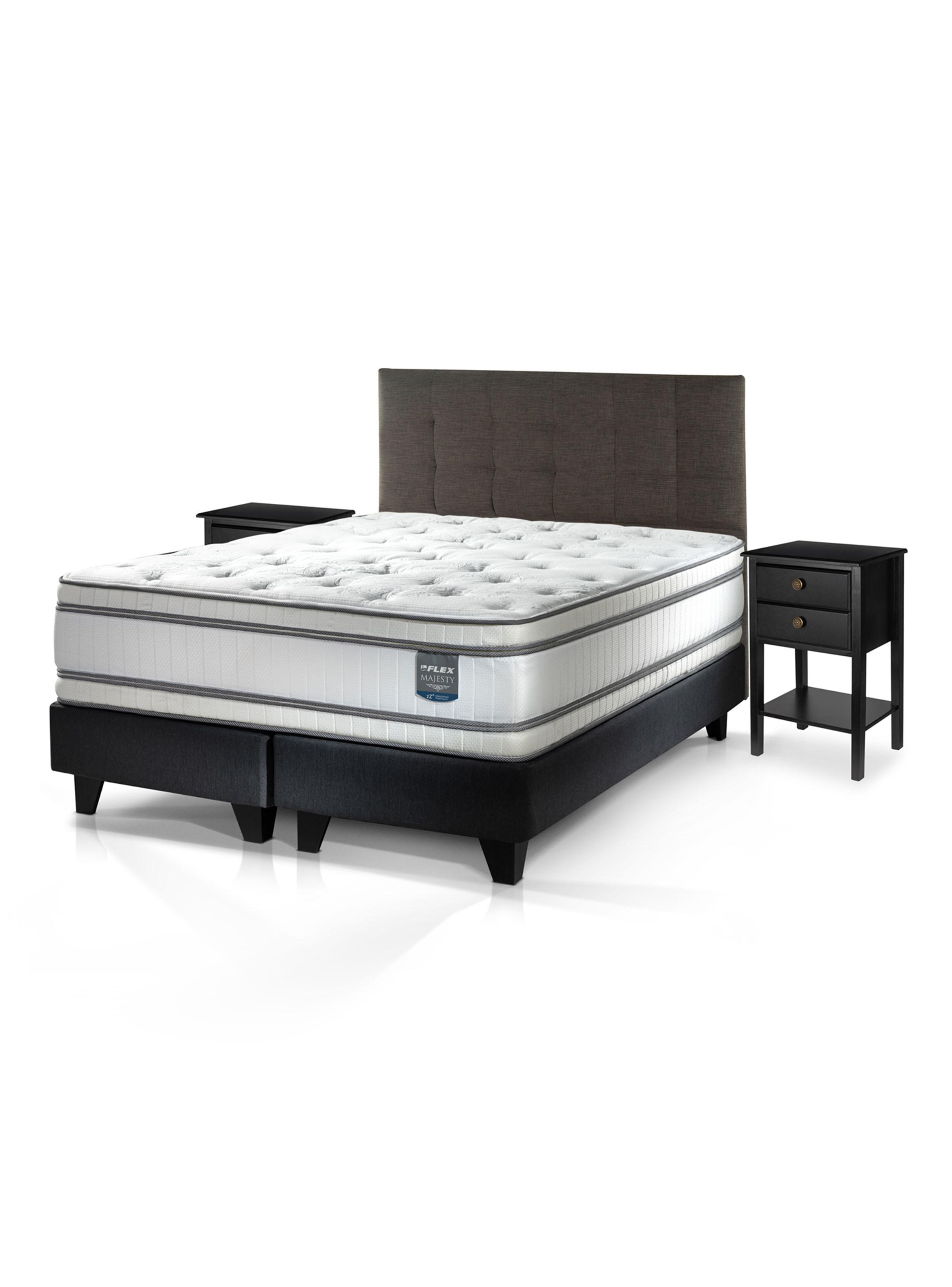 Cama Europea Majesty 2 Plazas + Respaldo Design + Velador Rover-0