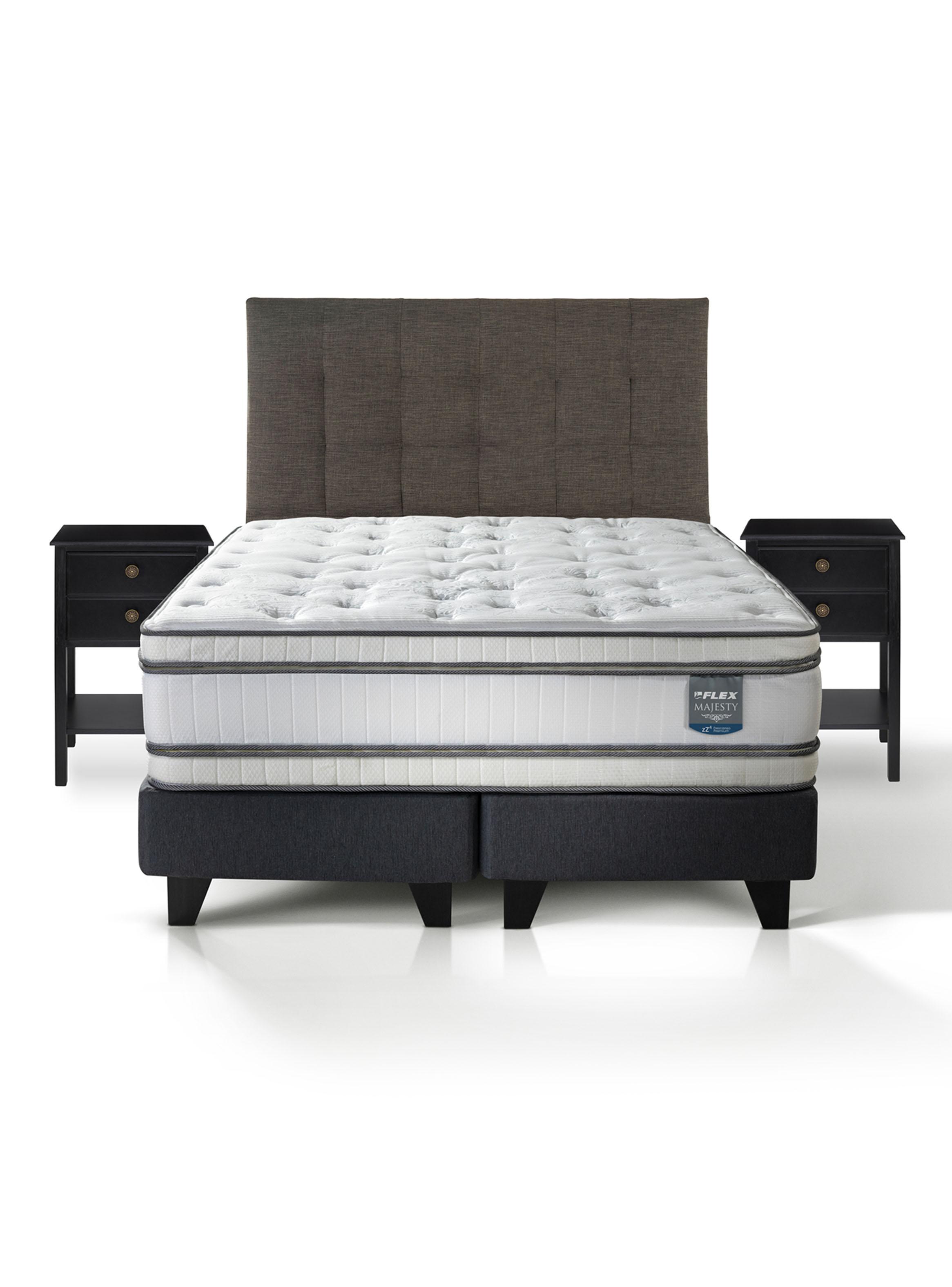Cama Europea Majesty 2 Plazas + Respaldo Design + Velador Rover-2