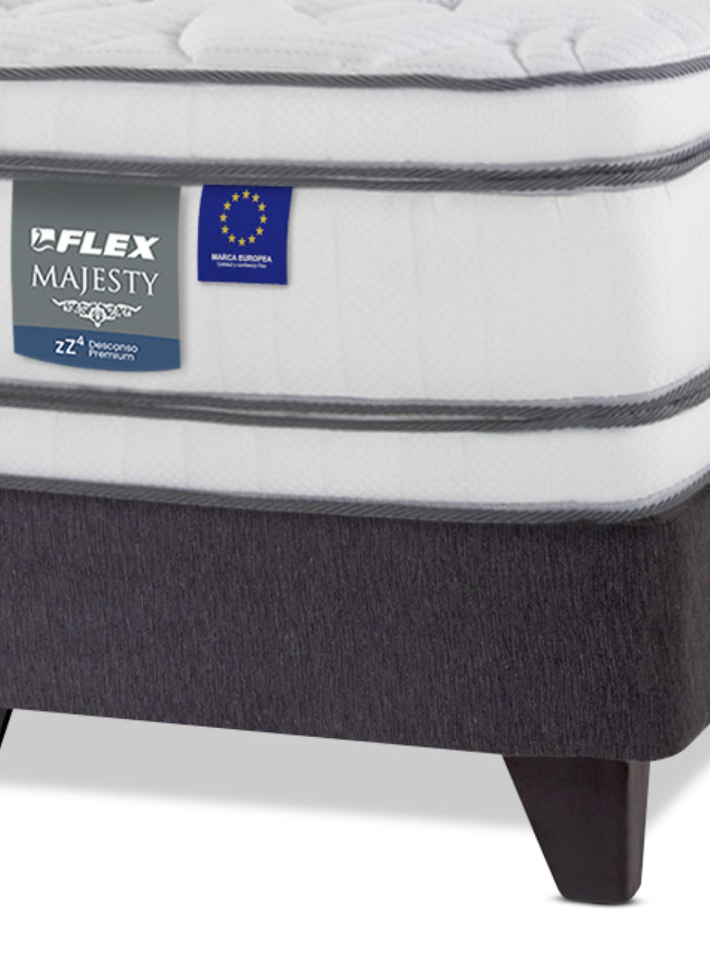 Cama Europea Majesty 2 Plazas + Respaldo Gris + Velador Roma-3