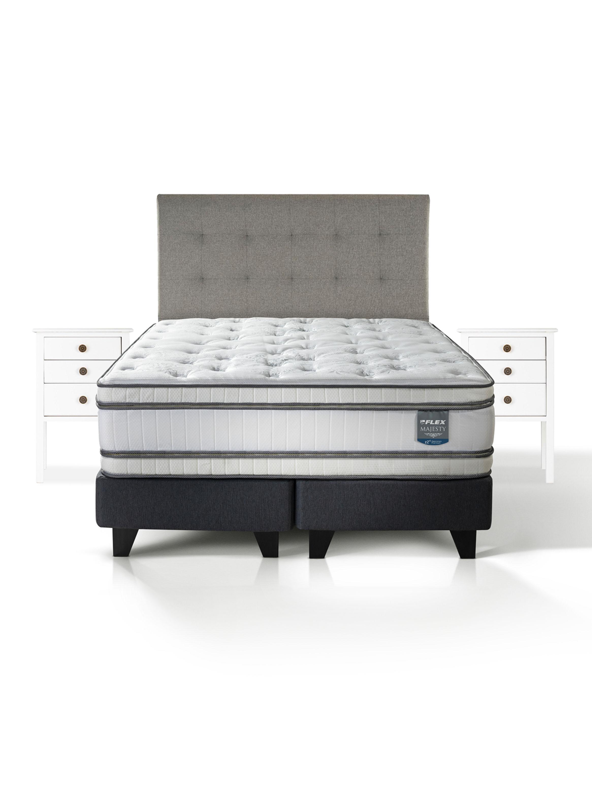 Cama Europea Majesty 2 Plazas + Respaldo + Velador Roma-2