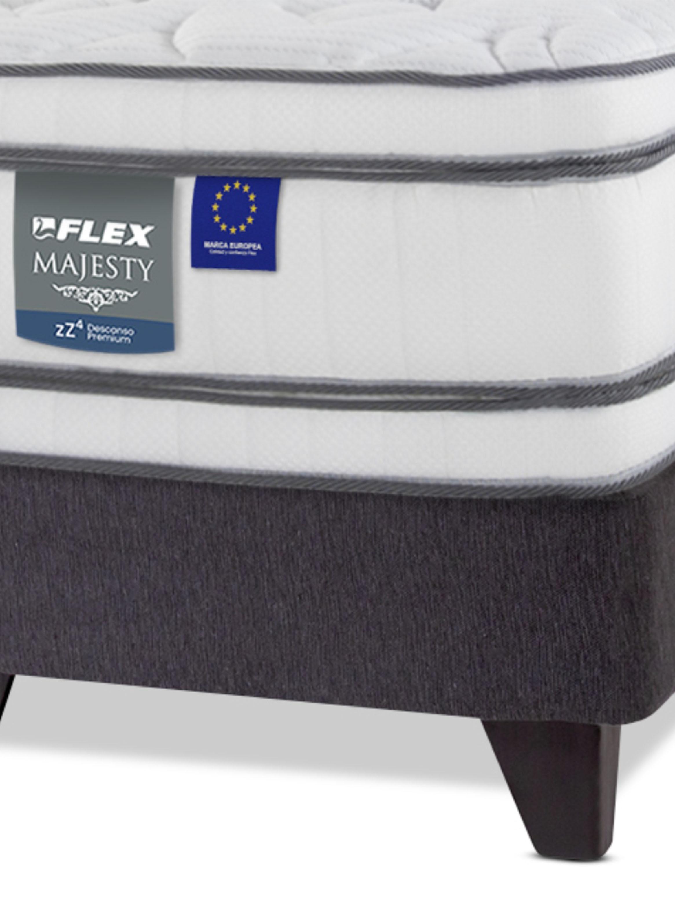 Cama Europea Majesty King + Respaldo Gris + Velador Roma-3