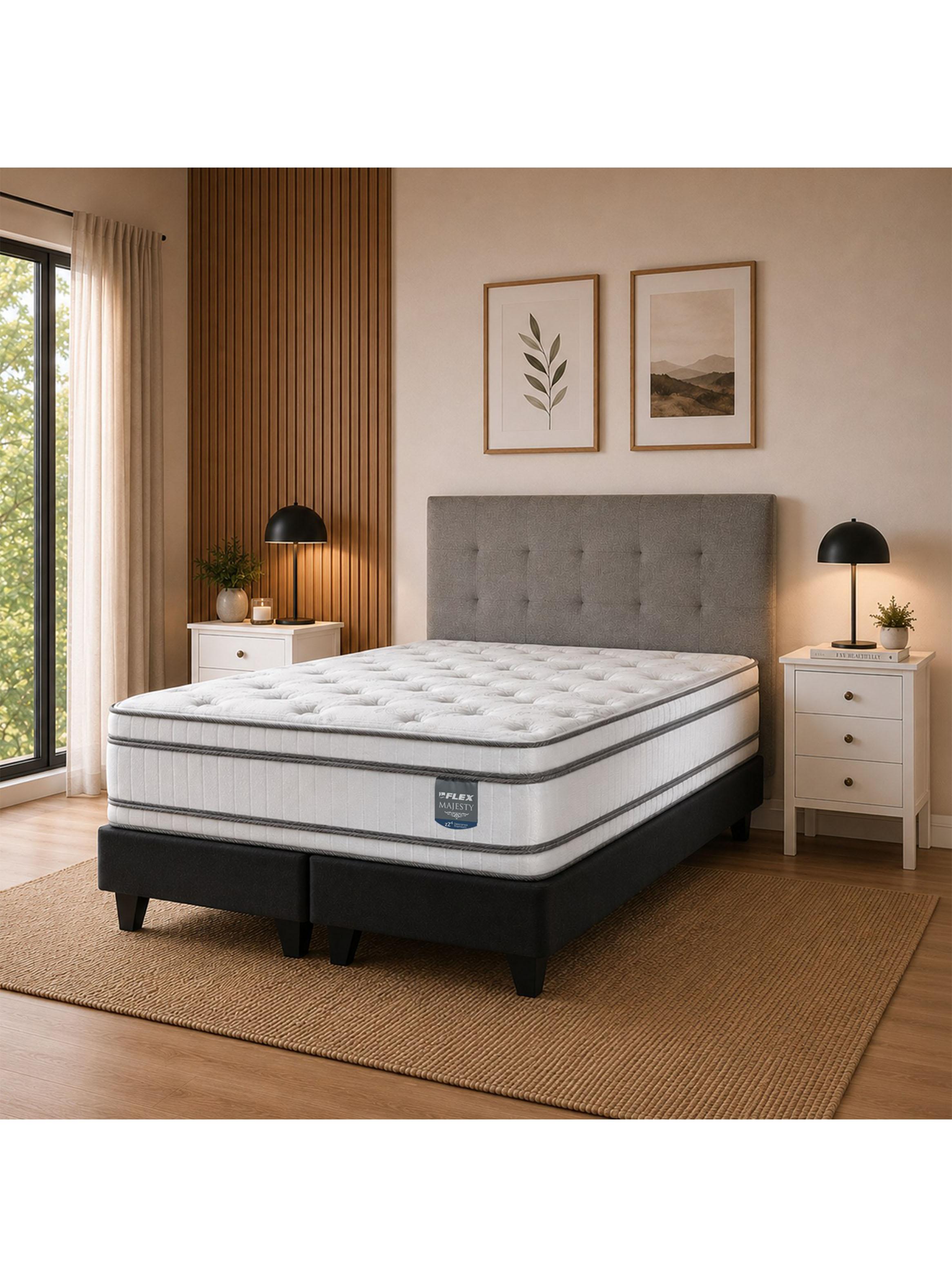 Cama Europea Majesty King + Respaldo + Velador Roma-5