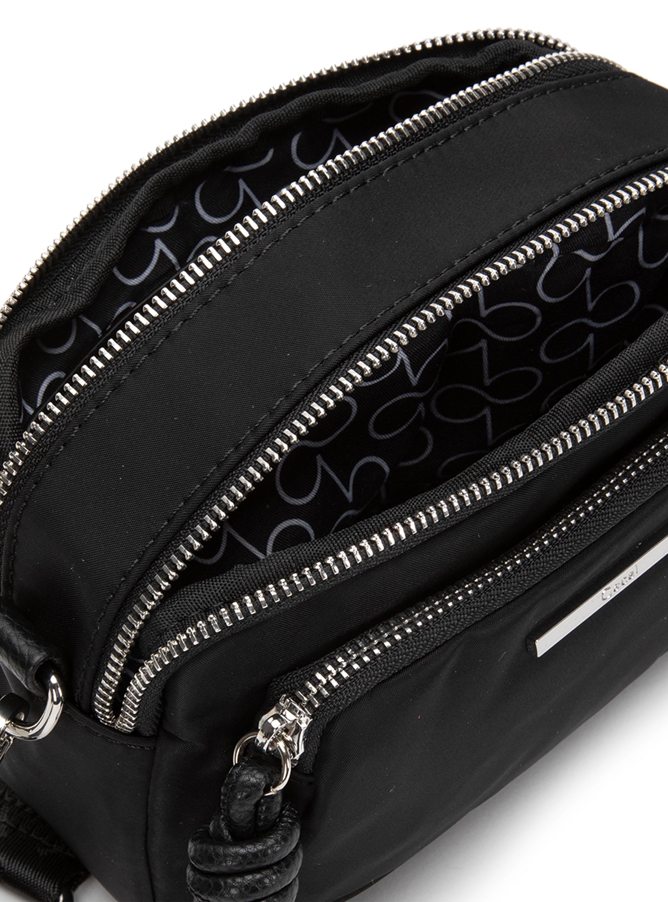 Cartera Bandolera Textil Negro Pequeña-4